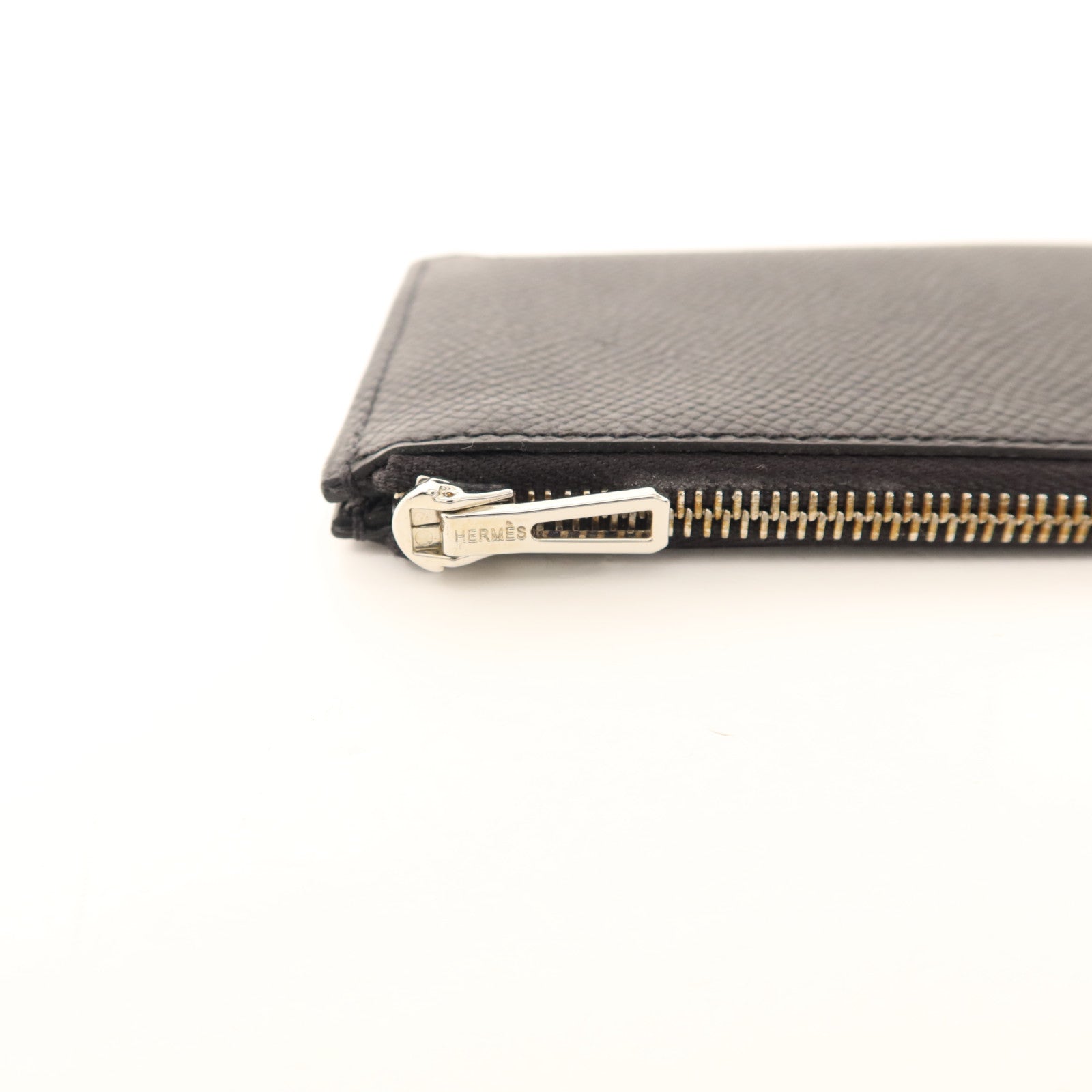 HERMES Epsom皮革Constance Slim銀扣錢包Noir