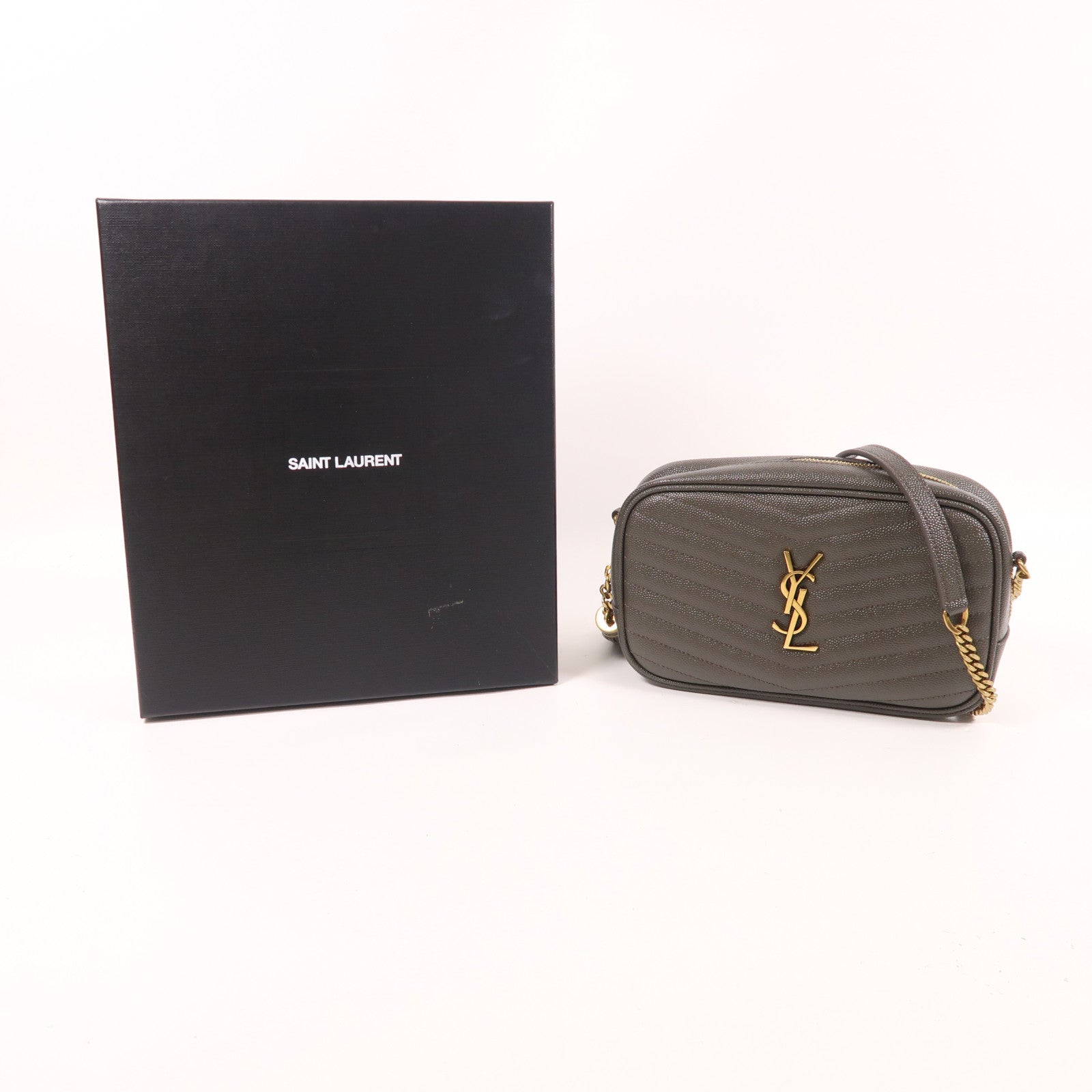SAINT LAURENT 牛皮皮革Lou Mini Bag金扣鏈帶肩背袋