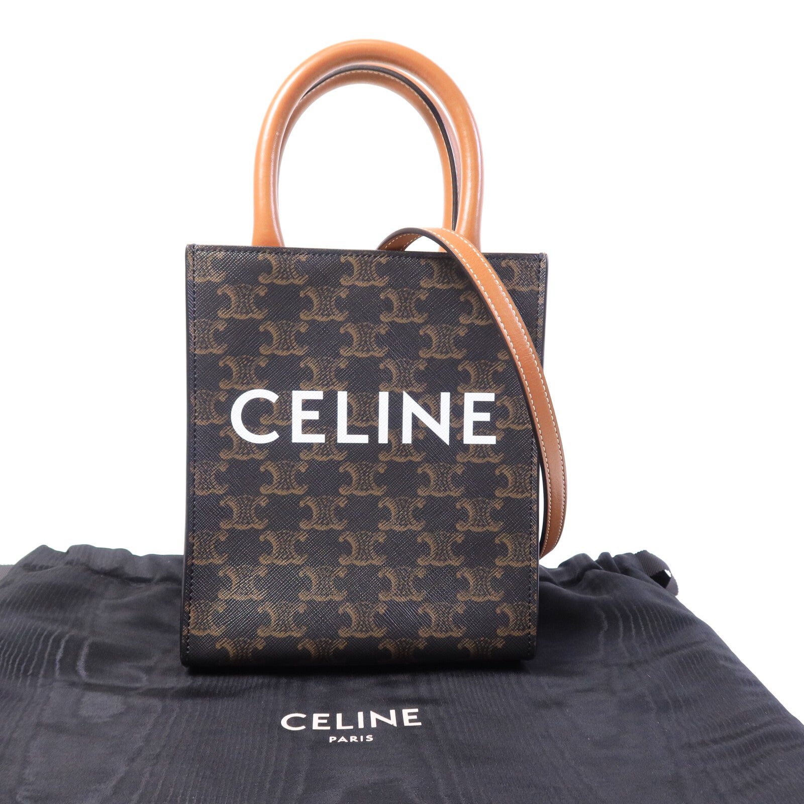 CELINE 皮革/塗層帆布Mini Vertical Cabas手挽肩背兩用袋
