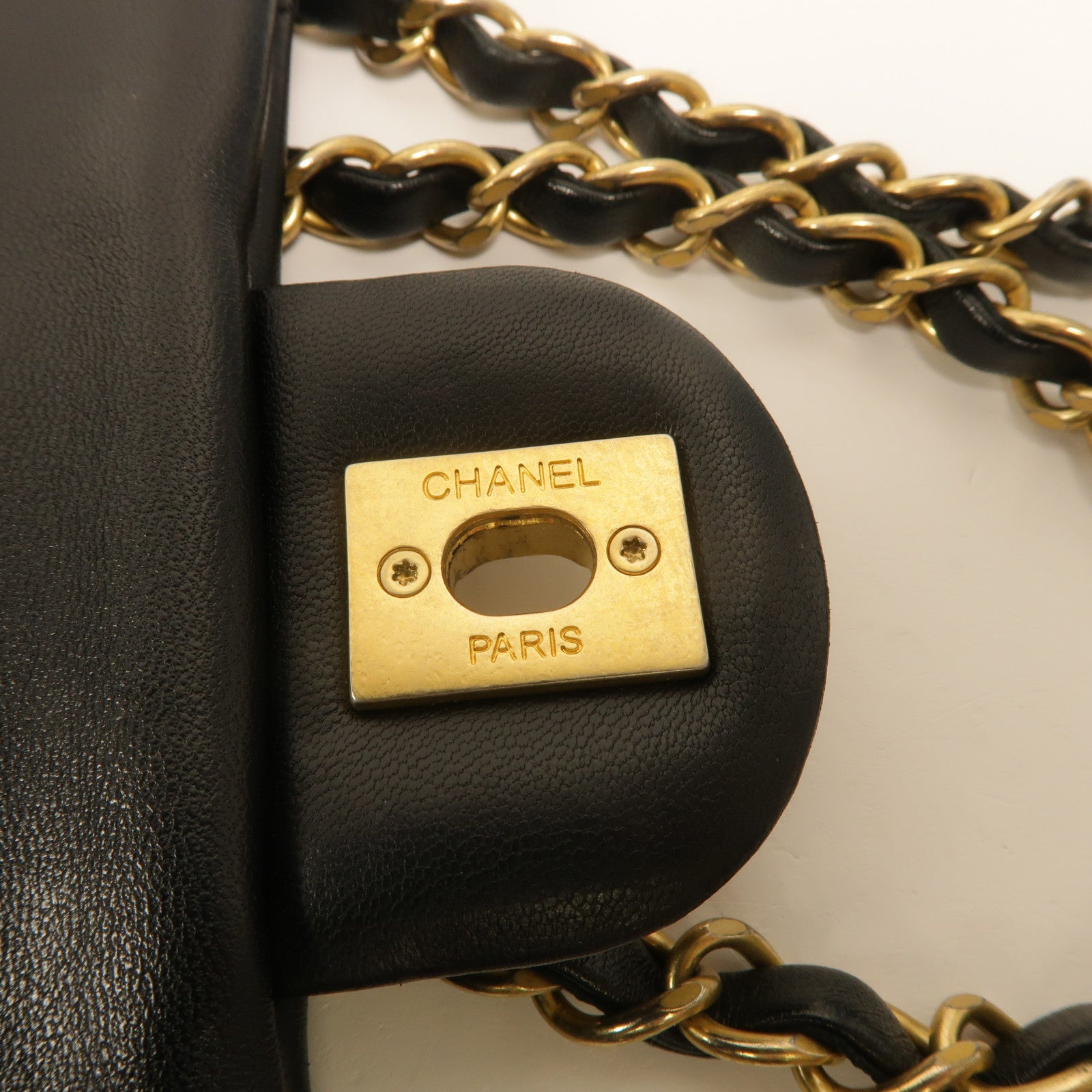 CHANEL 牛皮皮革A Real Catch Flap Bag鏈帶手挽肩背兩用袋