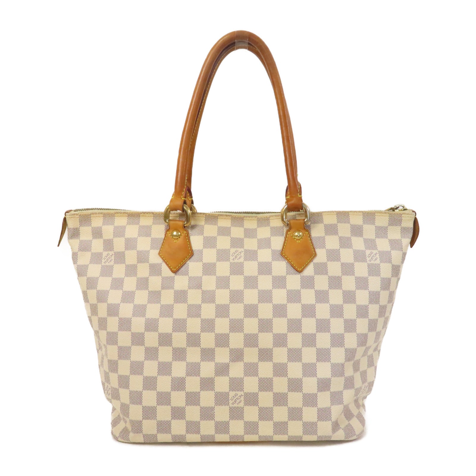 LOUIS VUITTON 【激減優惠】Damier Azur Saleya PM金扣手挽袋白色/藍色