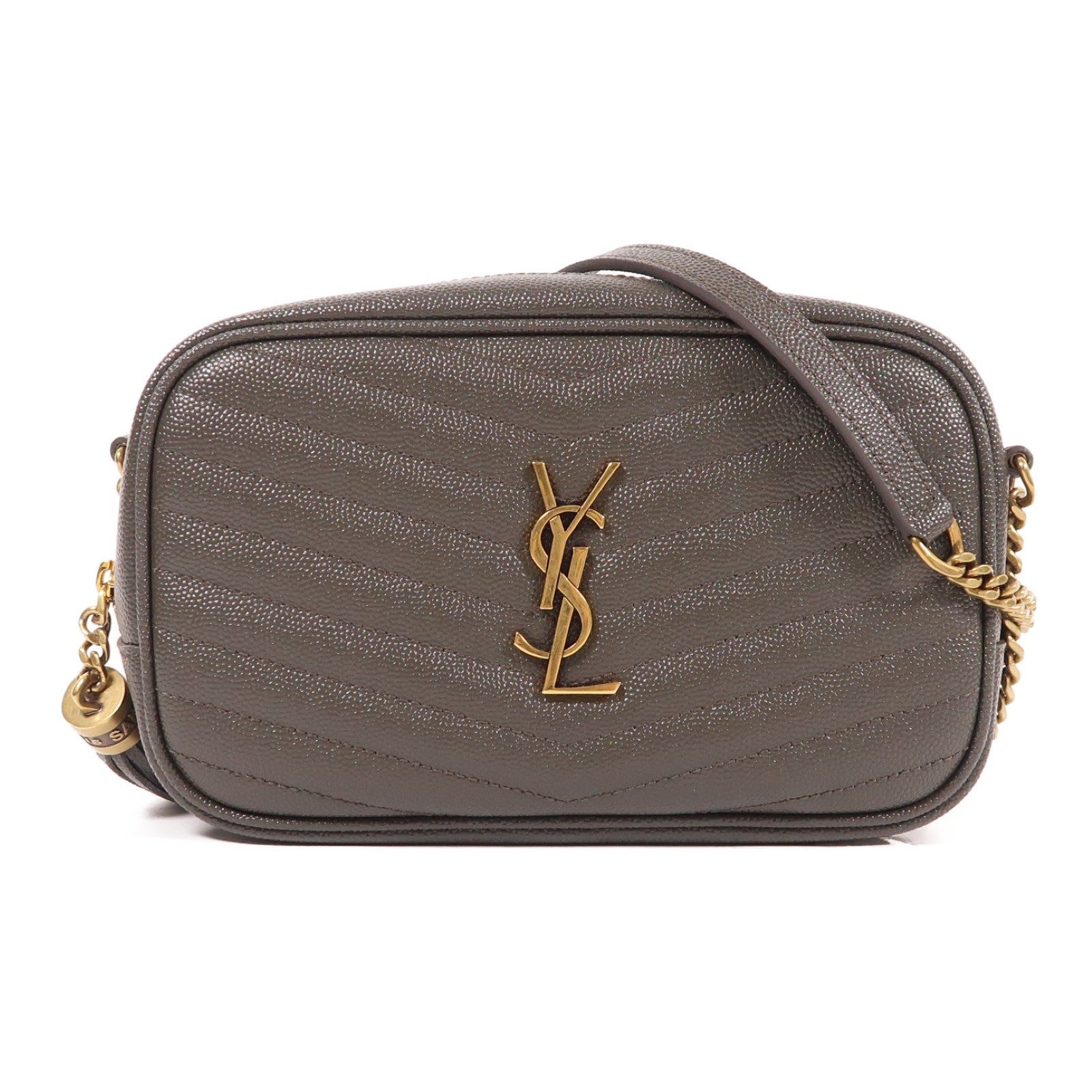SAINT LAURENT 牛皮皮革Lou Mini Bag金扣鏈帶肩背袋