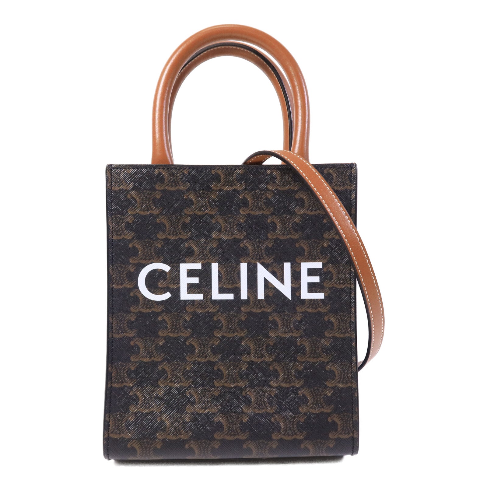 CELINE 皮革/塗層帆布Mini Vertical Cabas手挽肩背兩用袋