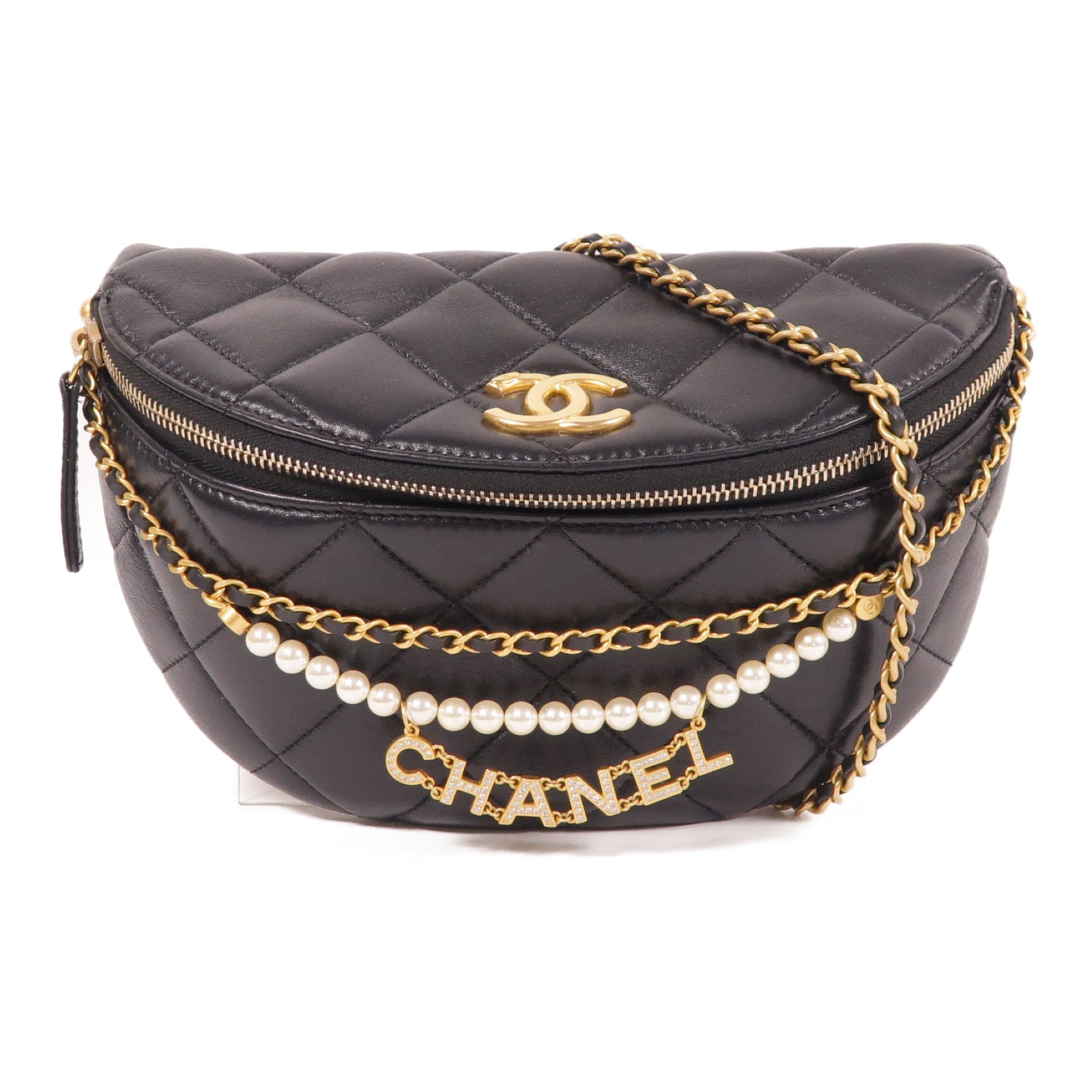 CHANEL 羊皮皮革2 Way Shoulder金扣手挽肩背兩用袋
