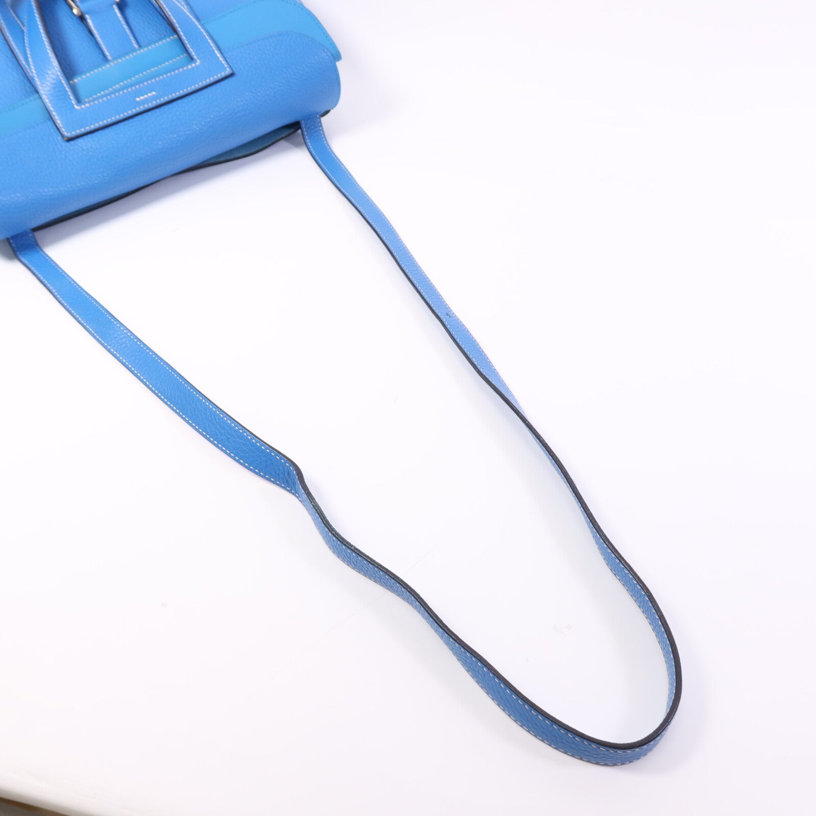 HERMES Clemence皮革Halzan 31銀扣手挽肩背兩用袋Bleu Zanzibar