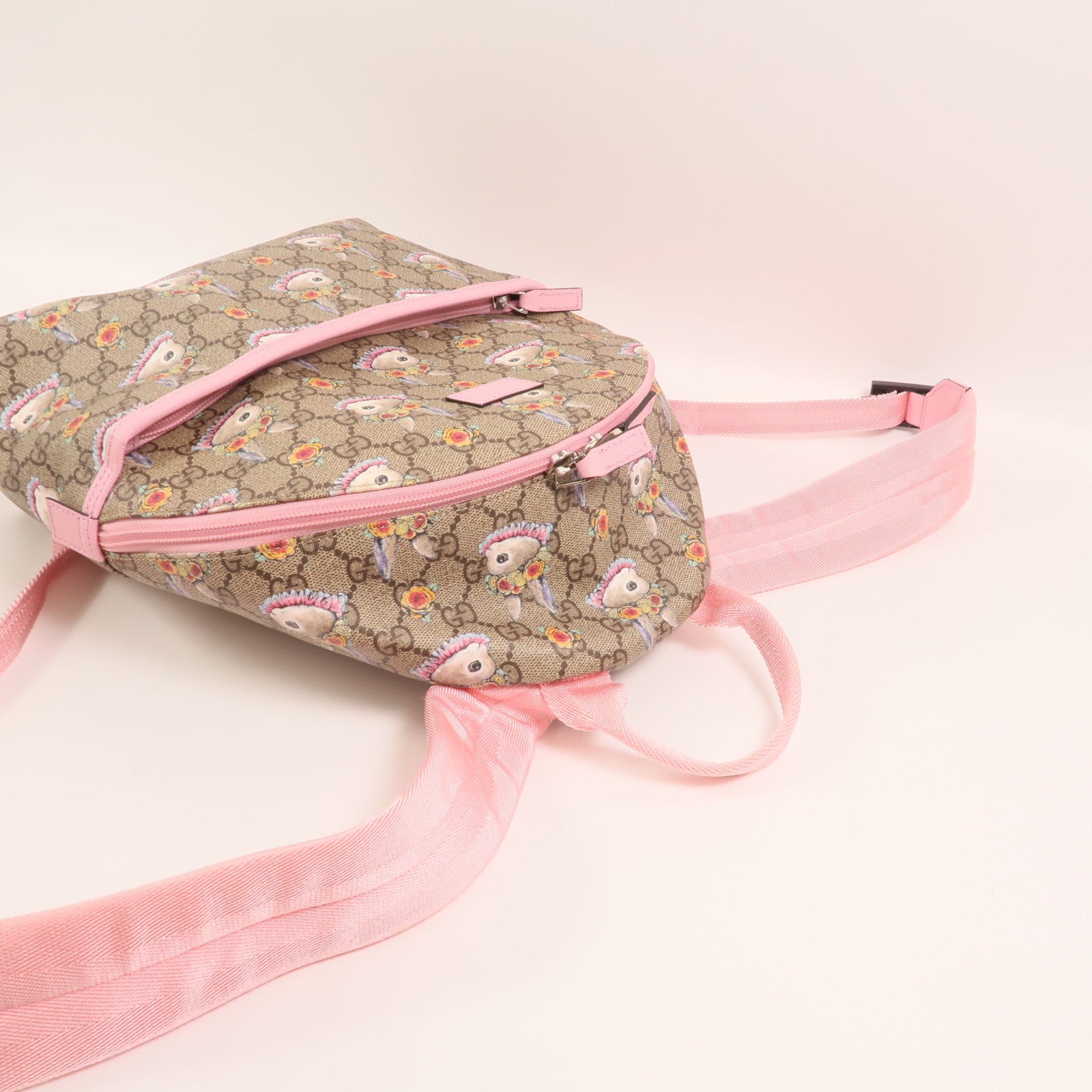 GUCCI 塗層帆布Backpack銀扣背包