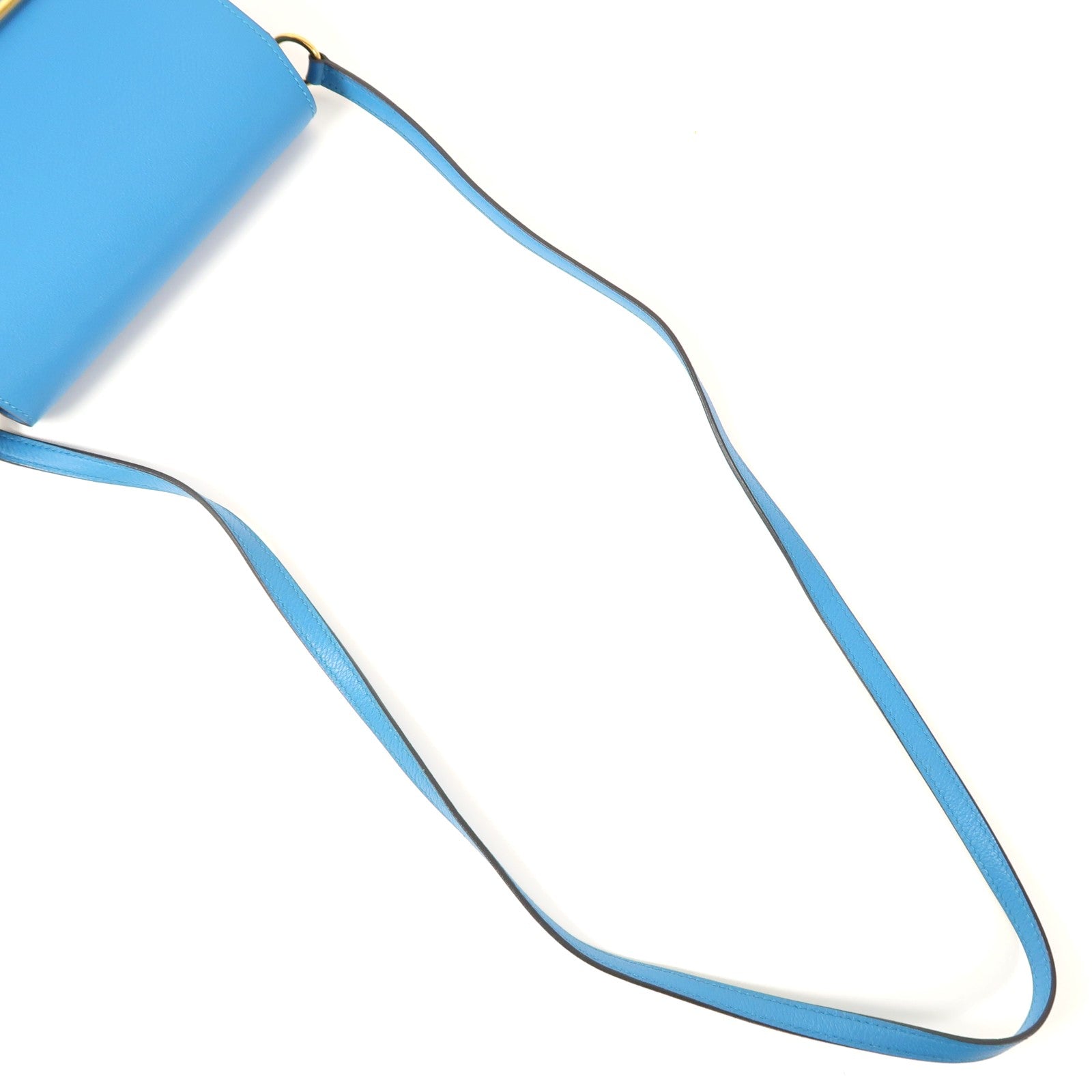 HERMES Evercolor皮革Mini Roulis金扣肩背袋Bleu Zanzibar