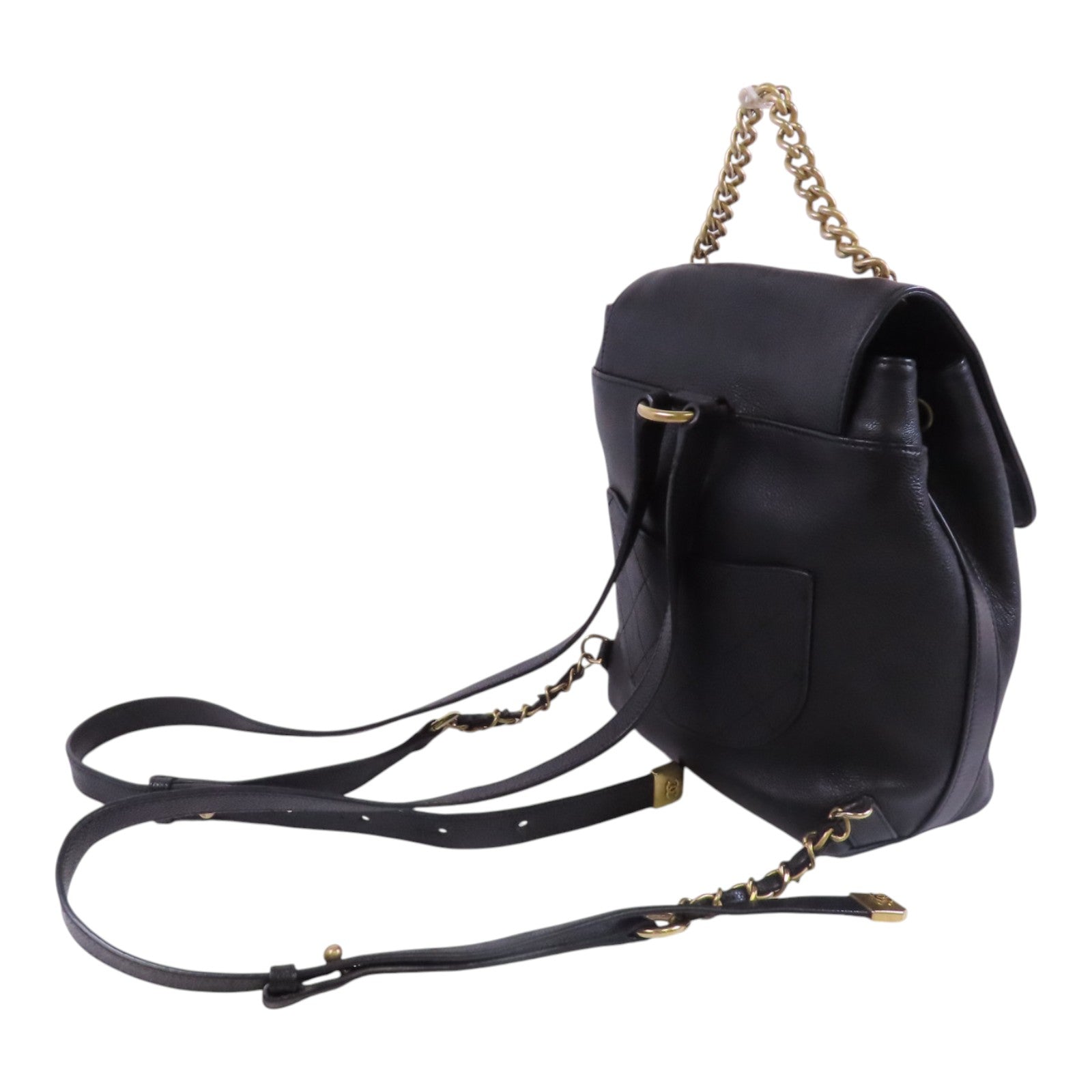 CHANEL 牛皮皮革BackPack金扣背包