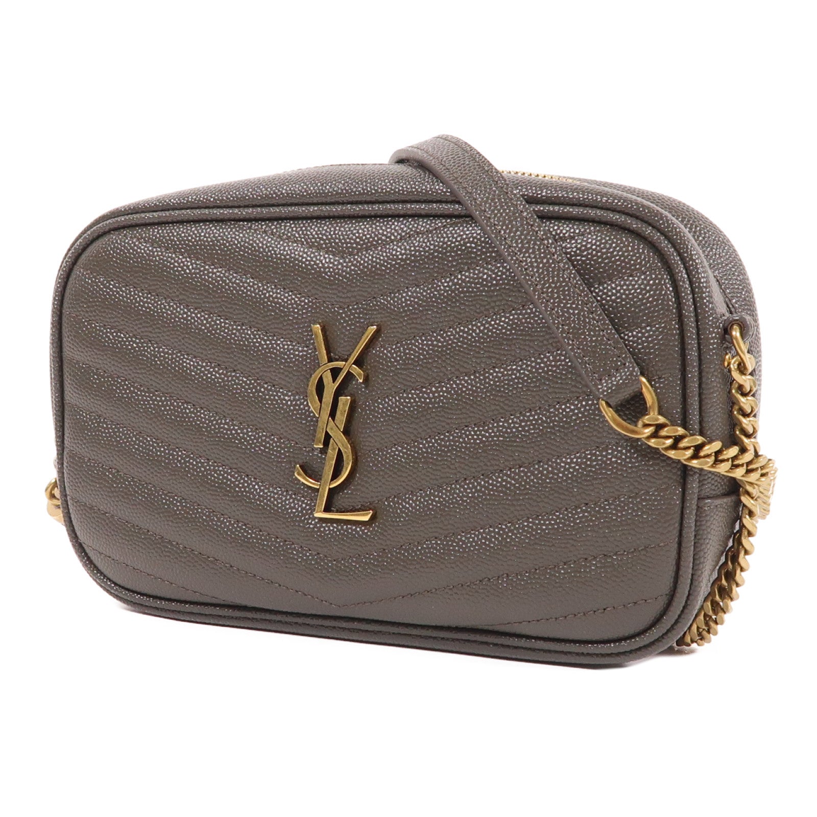 SAINT LAURENT 牛皮皮革Lou Mini Bag金扣鏈帶肩背袋