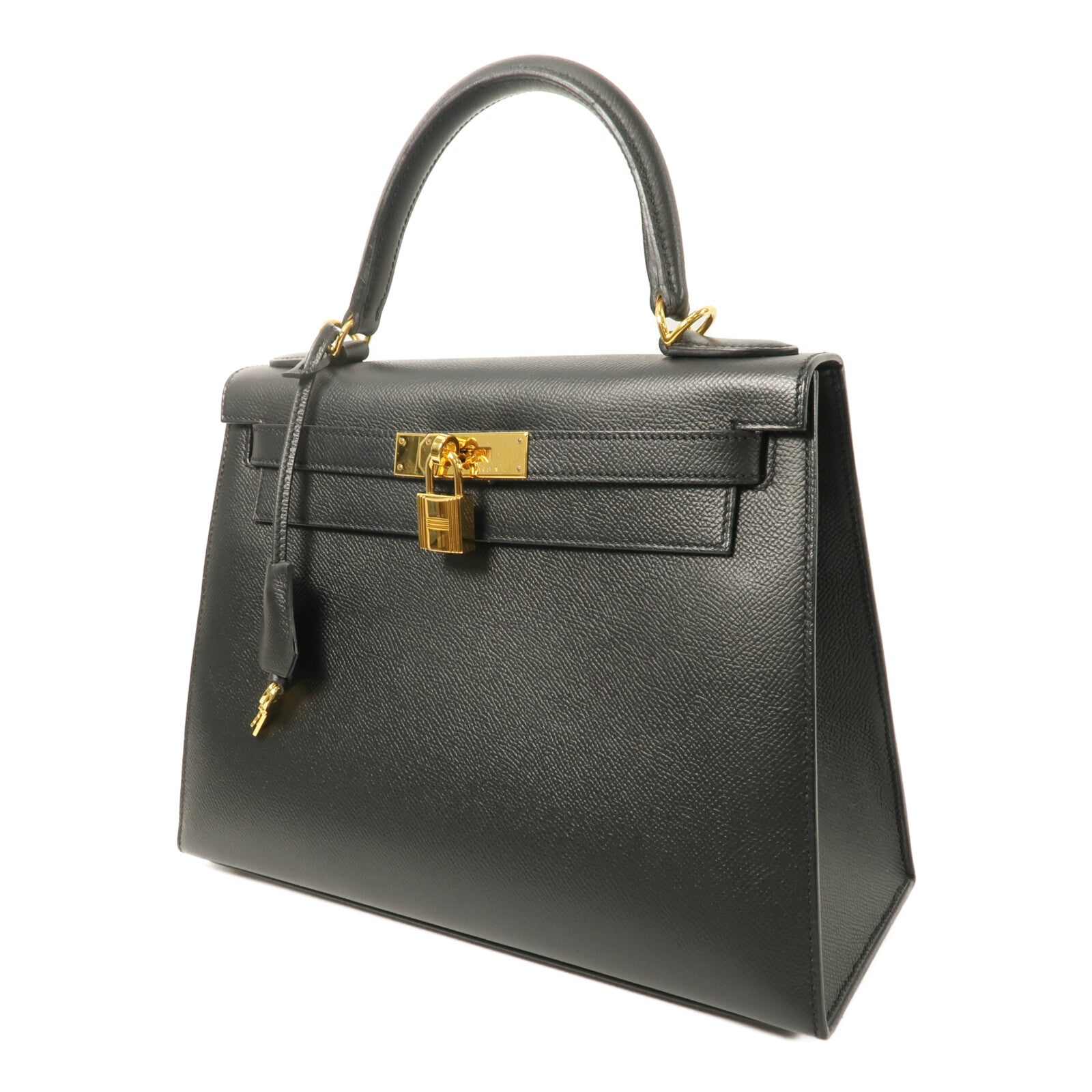 HERMES Epsom皮革Kelly 28手挽肩背兩用袋Noir