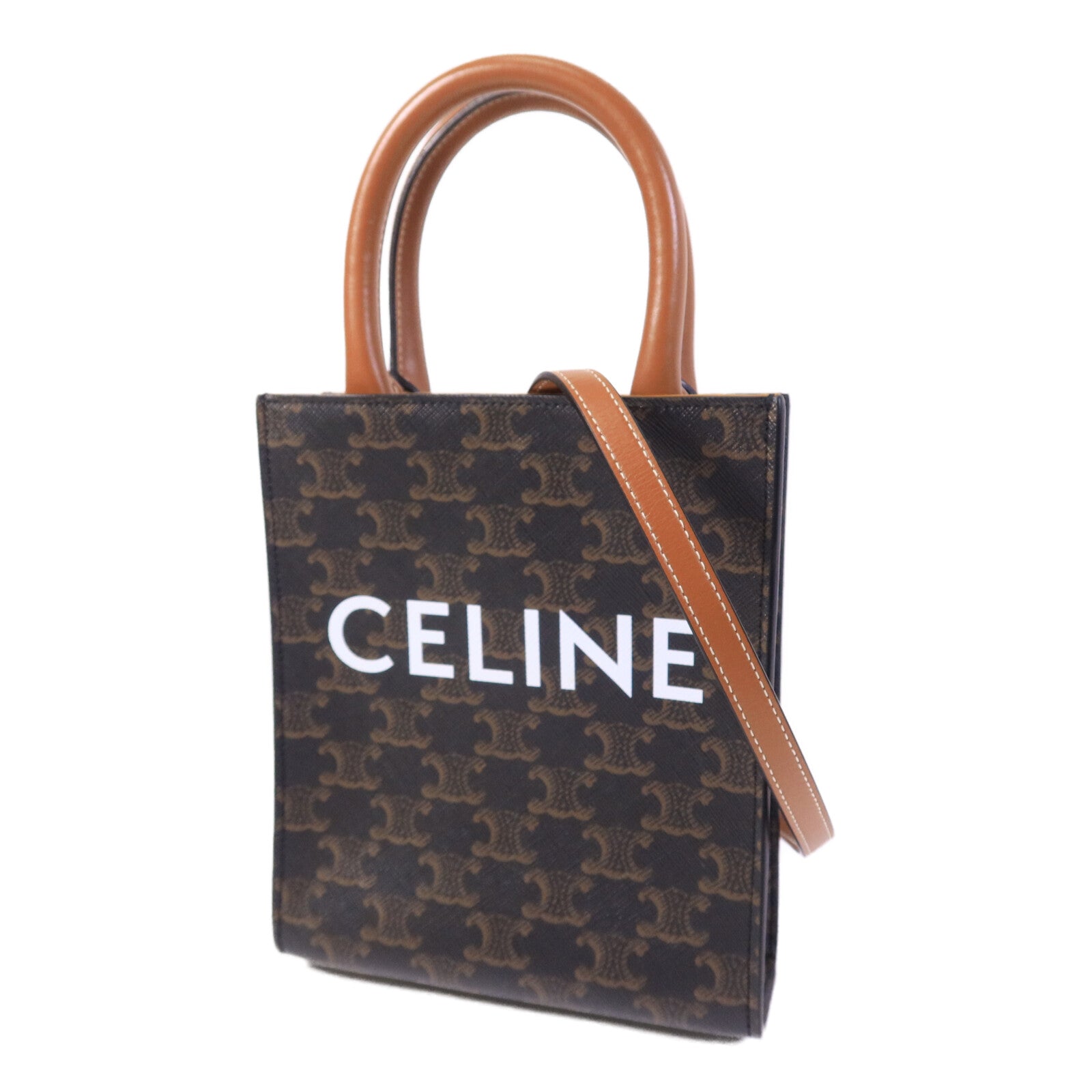 CELINE 皮革/塗層帆布Mini Vertical Cabas手挽肩背兩用袋