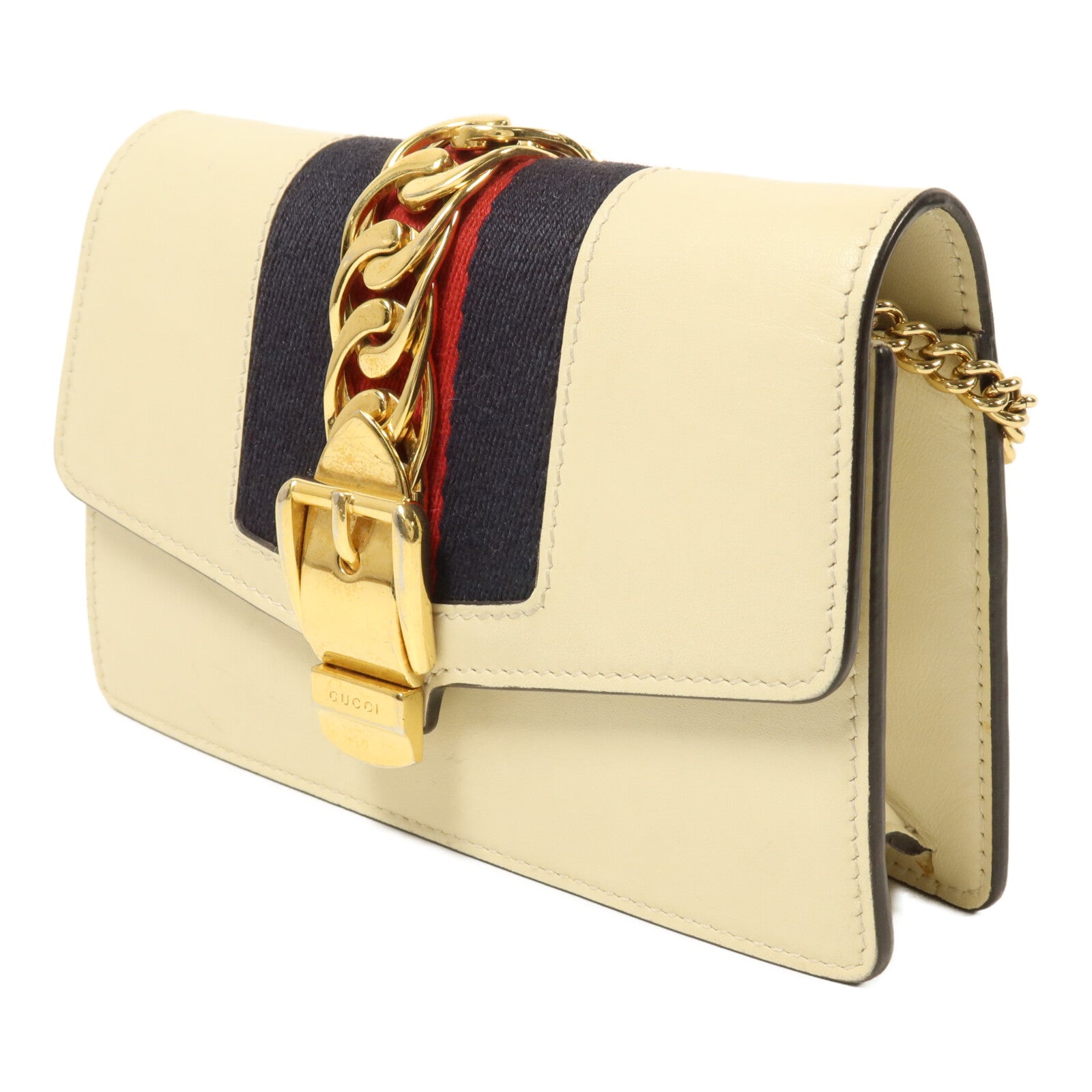 GUCCI 牛皮皮革Super Mini Sylvia鏈帶肩背袋