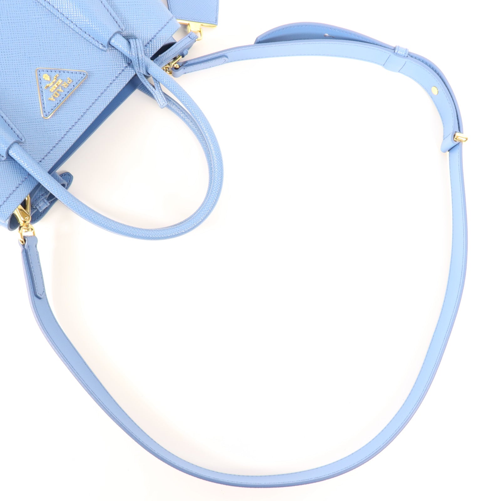 PRADA 牛皮皮革Double Saffiano金扣手挽肩背兩用袋