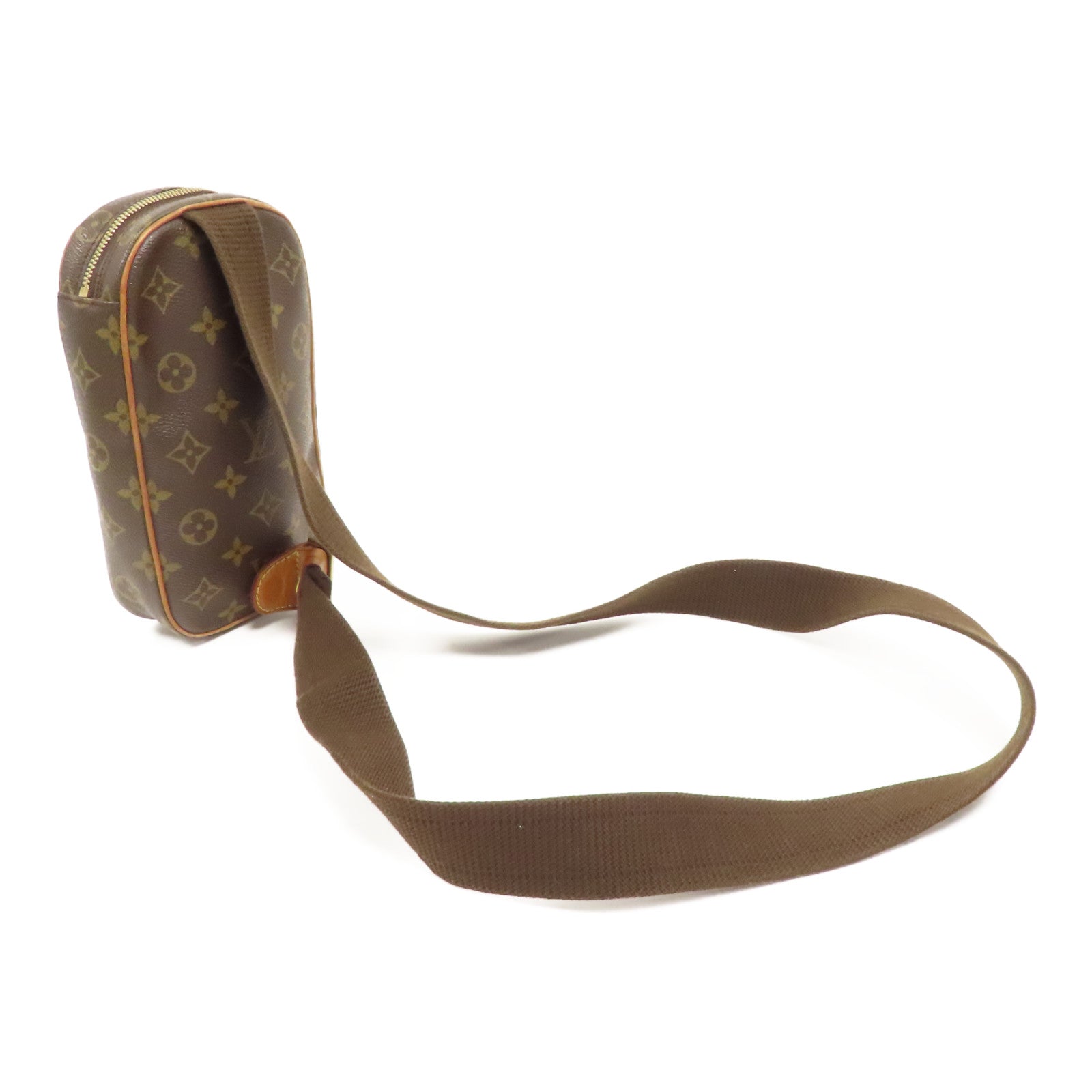 LOUIS VUITTON 【激減優惠】Monogram Pochette Gange金扣腰包棕色