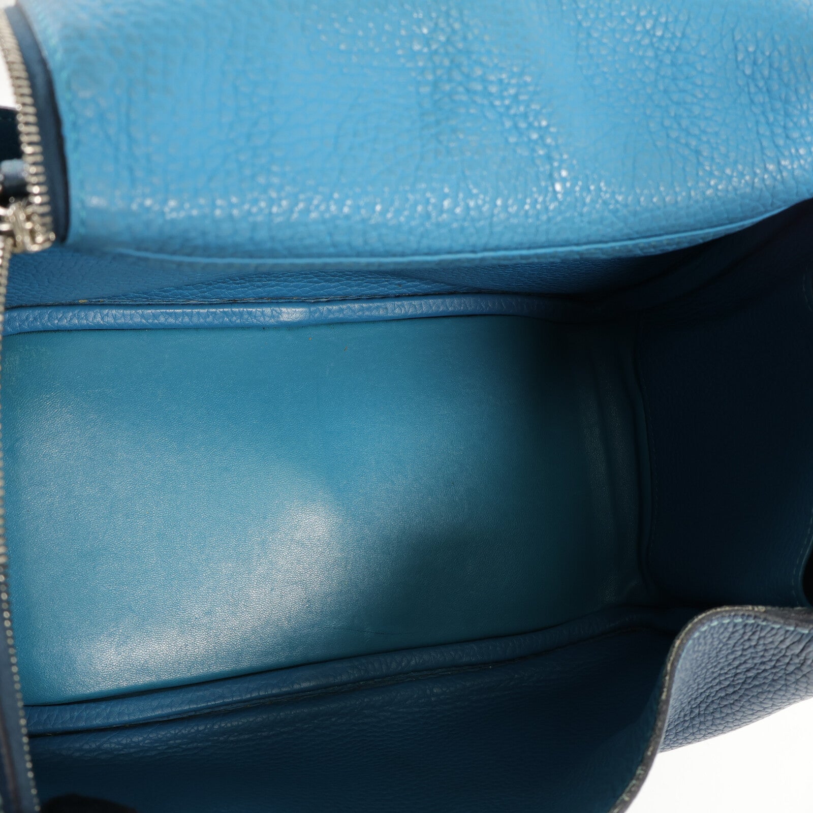 HERMES Clemence皮革Lindy 26銀扣手挽肩背兩用袋Bleu Colvert/Turquoise