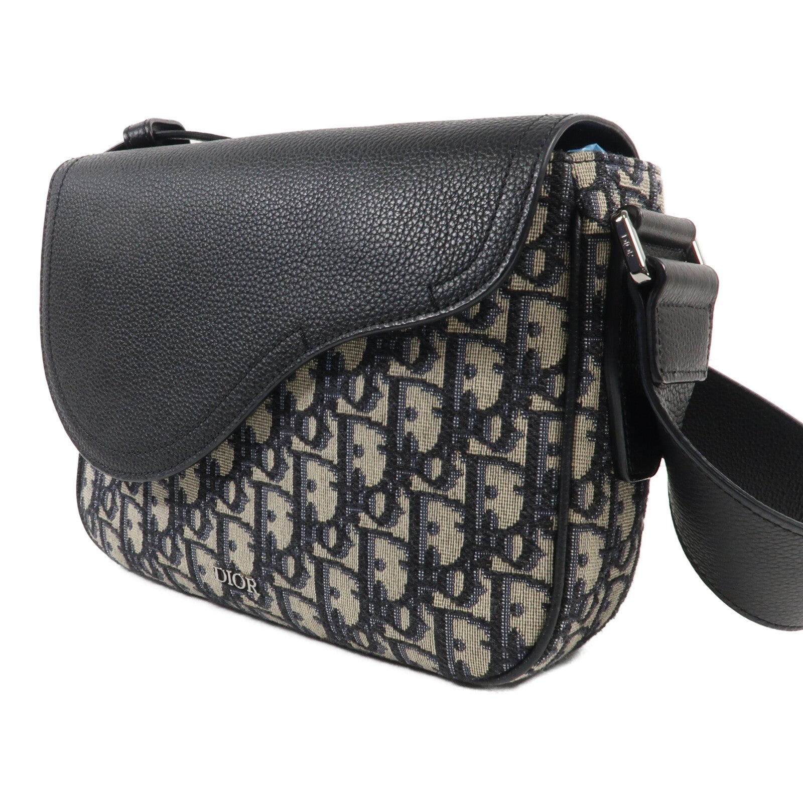 Dior 牛皮皮革/帆布Shoulder Bag銀扣肩背袋