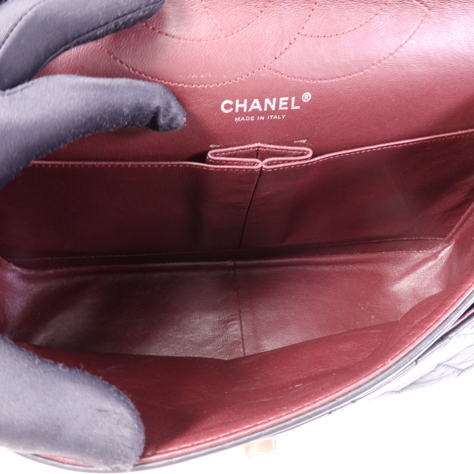 CHANEL 牛皮皮革2.55 Large銀扣鏈帶肩背袋