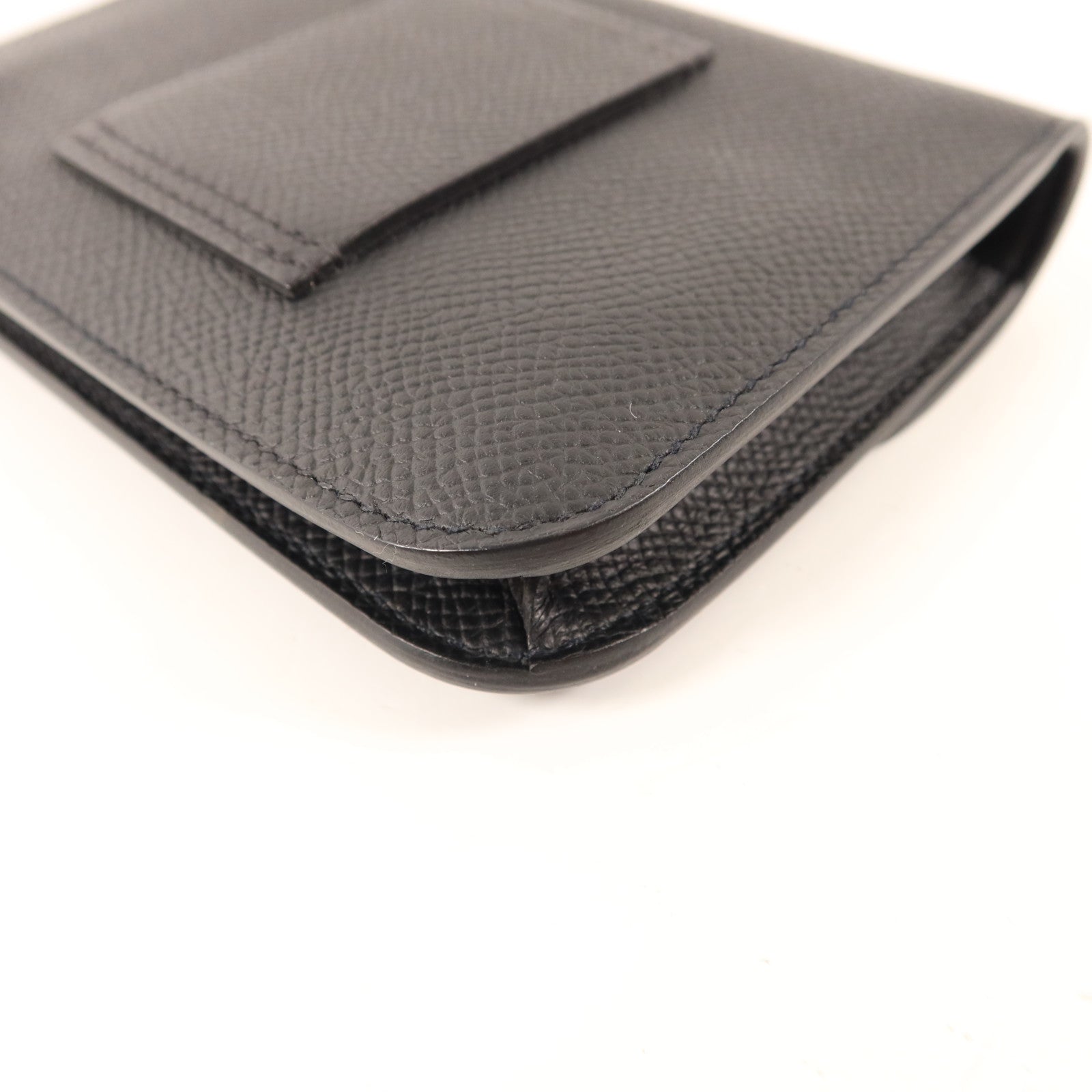 HERMES Epsom皮革Constance Slim銀扣錢包Noir