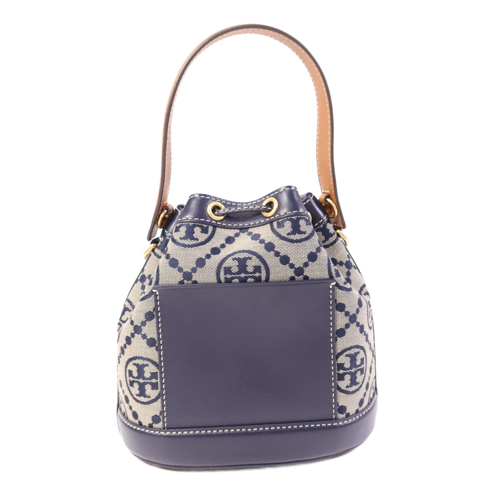 Tory Burch 帆布/皮革Bucket Bag金扣手挽肩背兩用袋