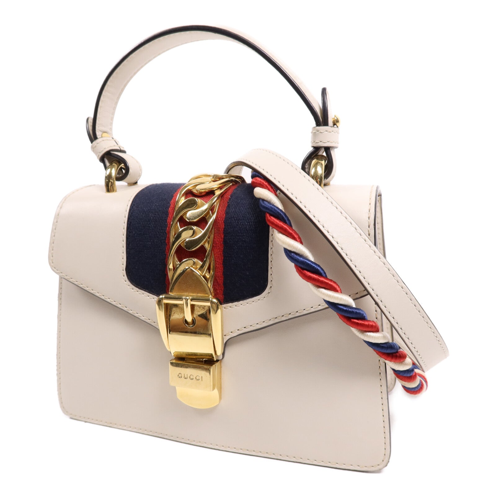 GUCCI 牛皮皮革Sylvie金扣手挽肩背兩用袋