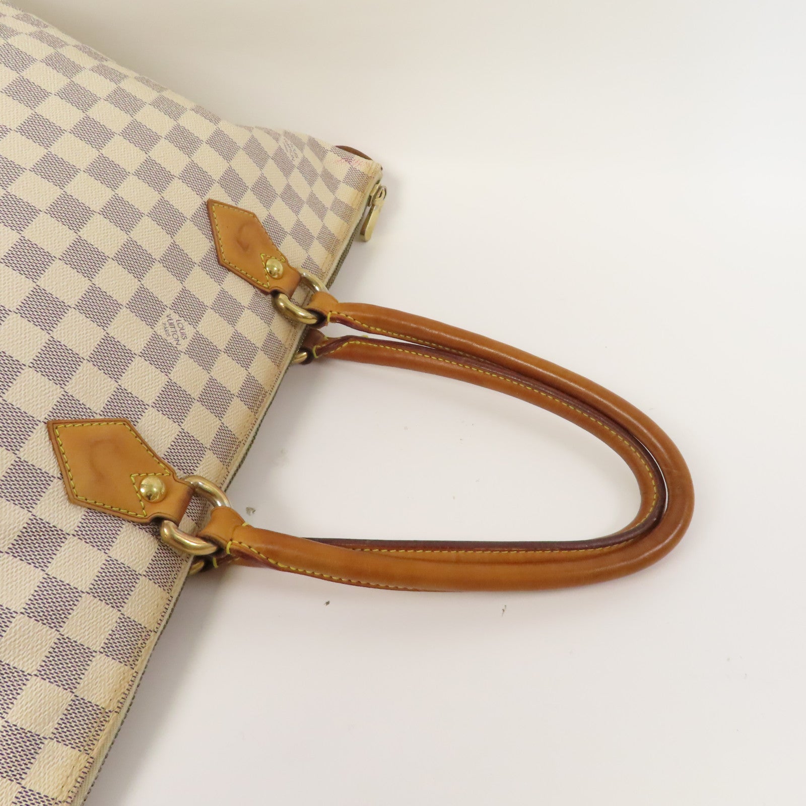 LOUIS VUITTON 【激減優惠】Damier Azur Saleya PM金扣手挽袋白色/藍色