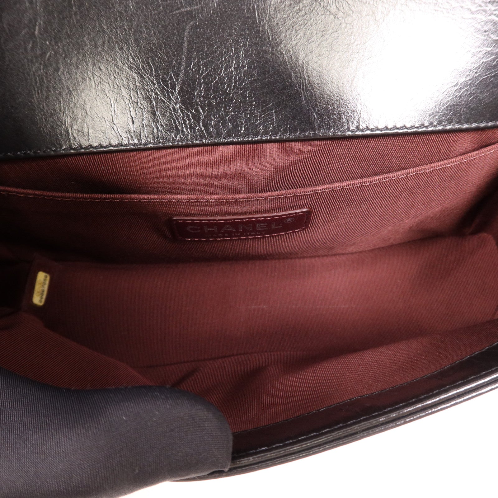 CHANEL 牛皮皮革Boy 25銀扣鏈帶肩背袋