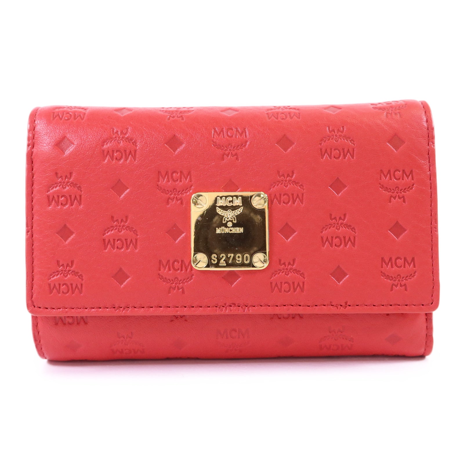 MCM 牛皮皮革Trifold Wallet金扣錢包
