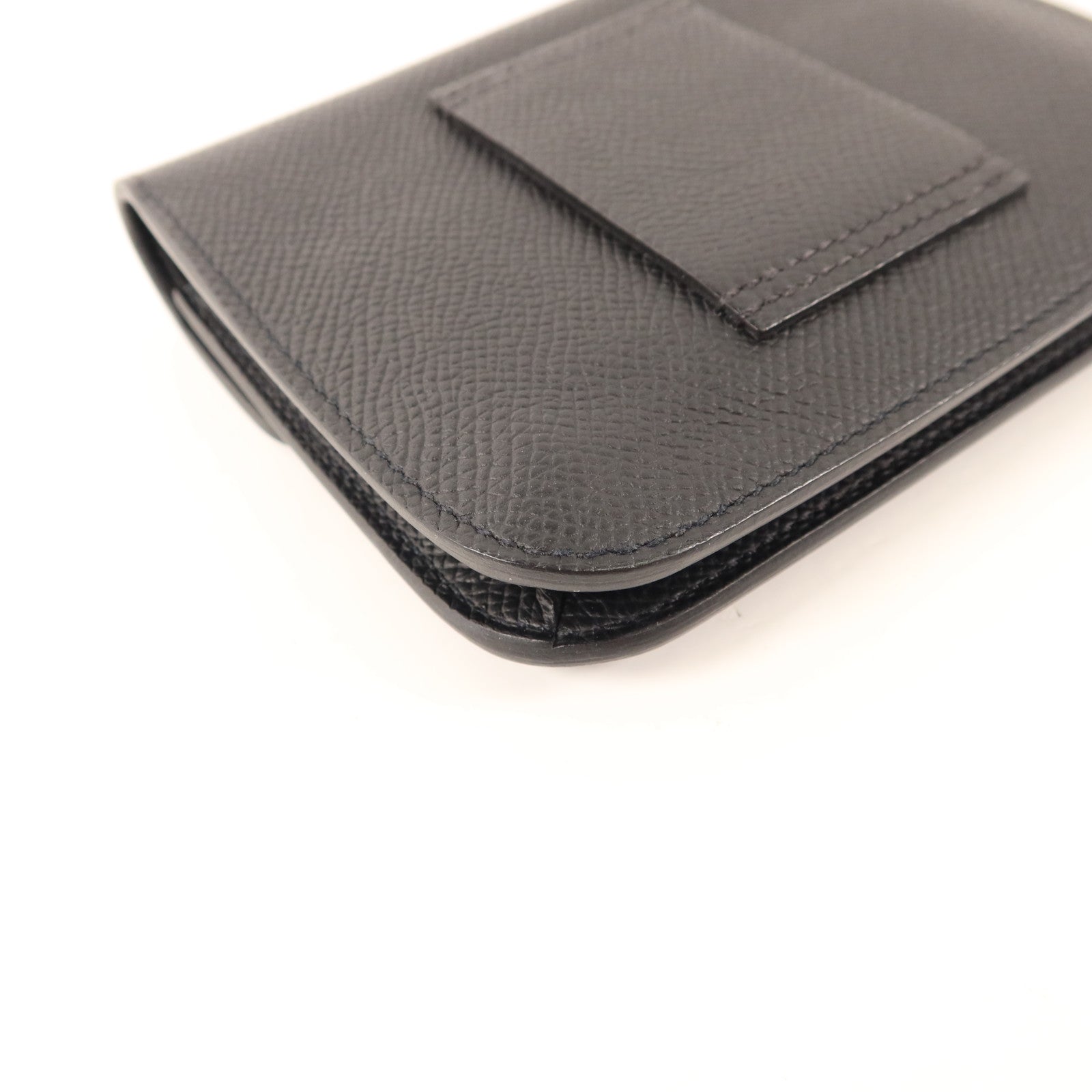 HERMES Epsom皮革Constance Slim銀扣錢包Noir
