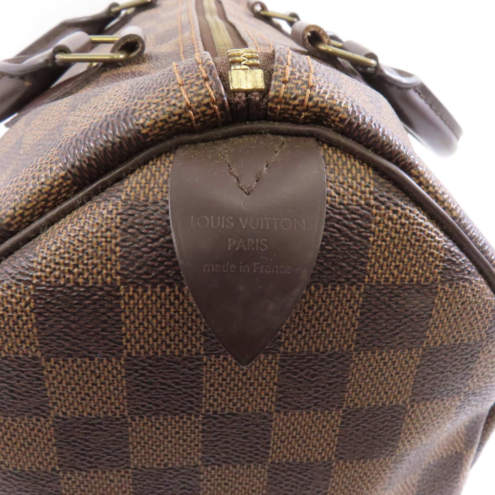 LOUIS VUITTON Damier Speedy30金扣手挽袋啡色