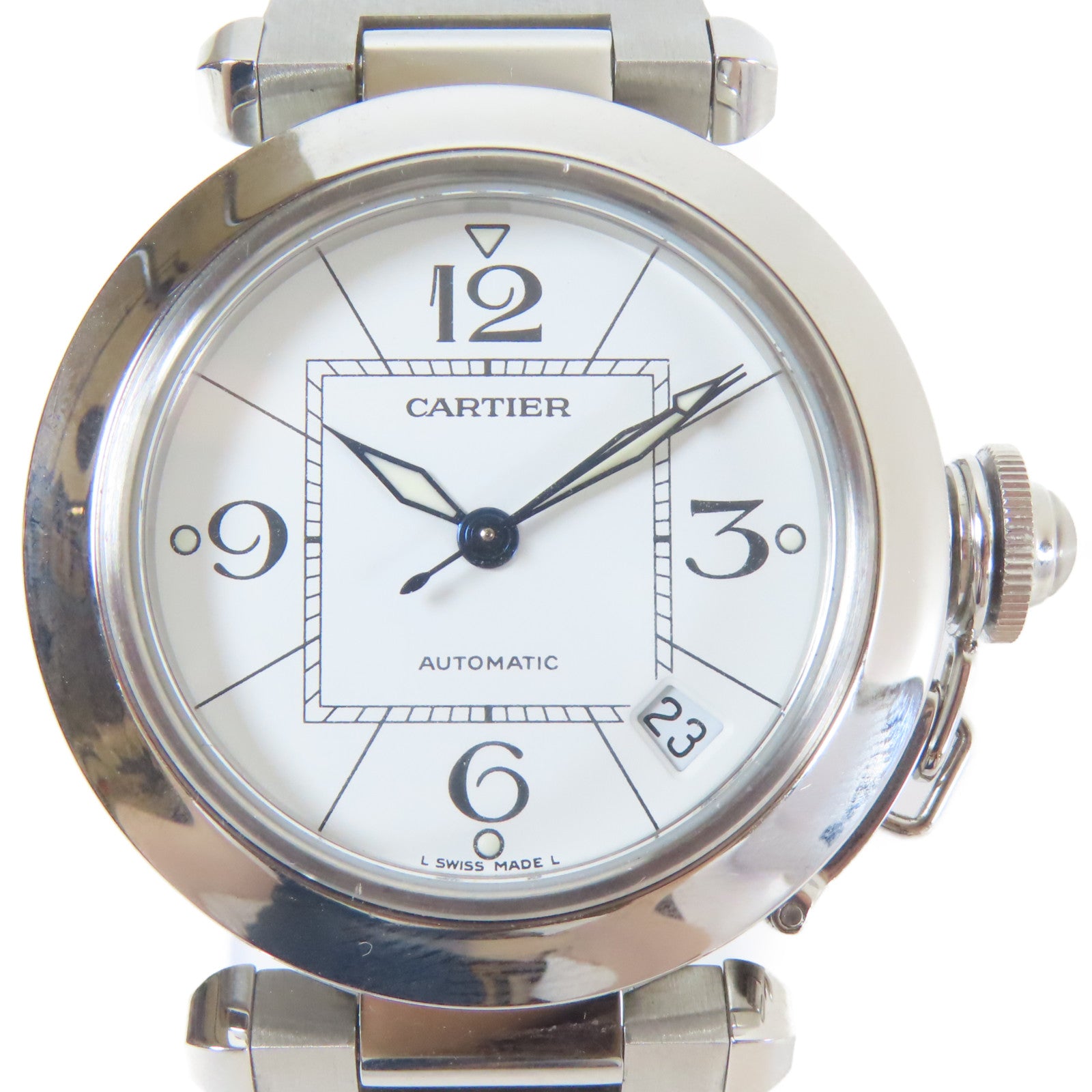 CARTIER 【清倉大減價】Pasha C不鏽鋼手錶自動機芯白色