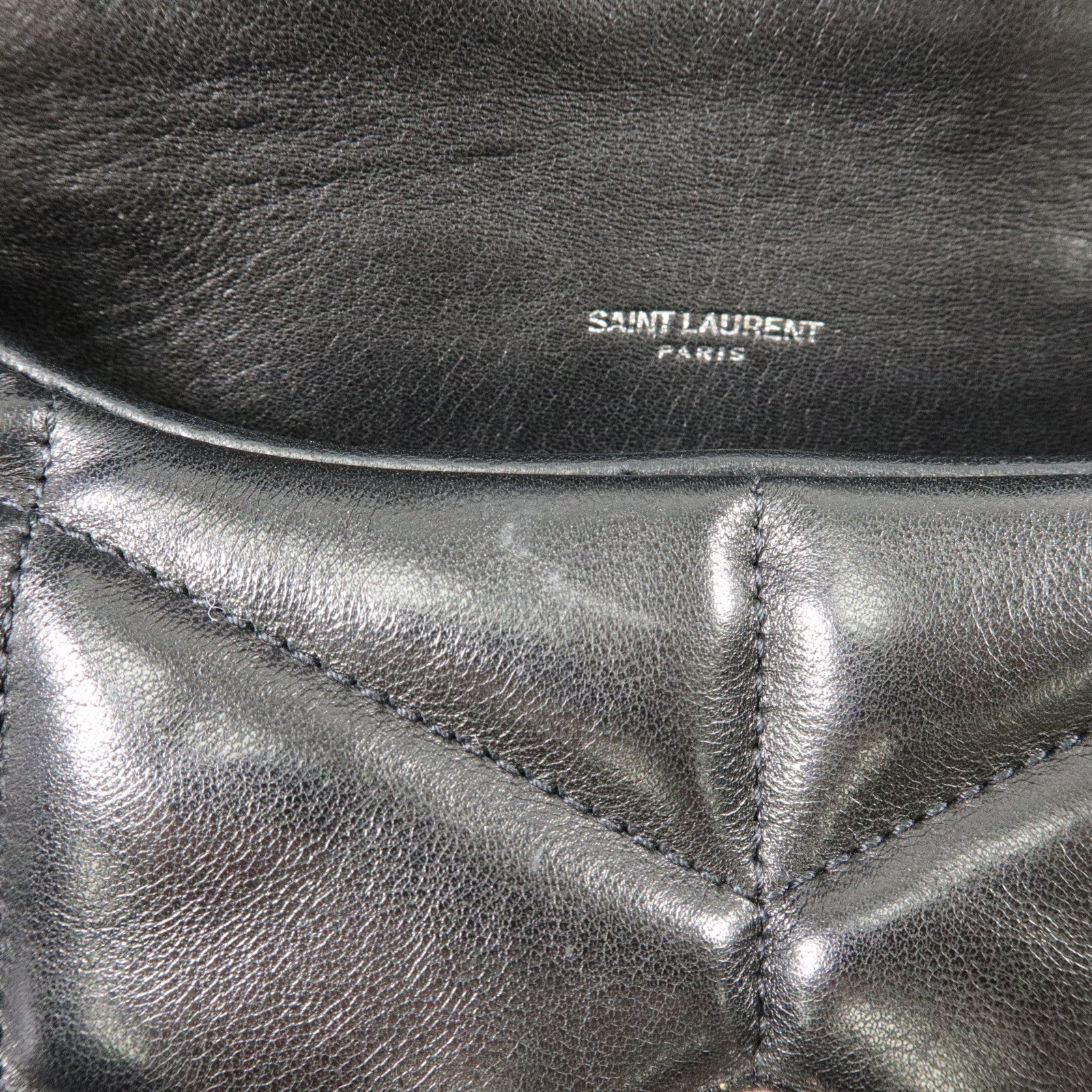 SAINT LAURENT 羊皮皮革Puffer Toy鏈帶肩背袋