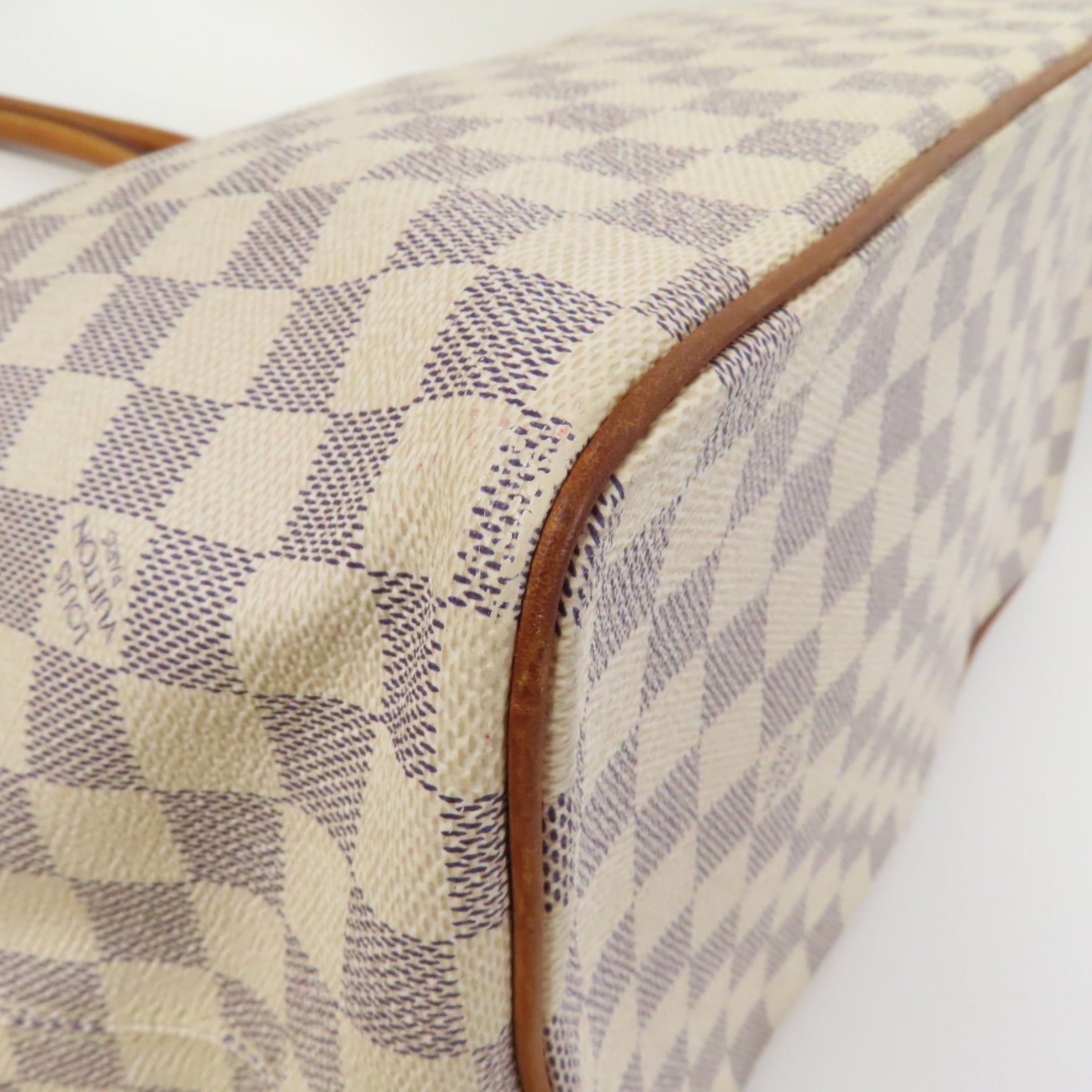 LOUIS VUITTON 【激減優惠】Damier Azur Saleya PM金扣手挽袋白色/藍色