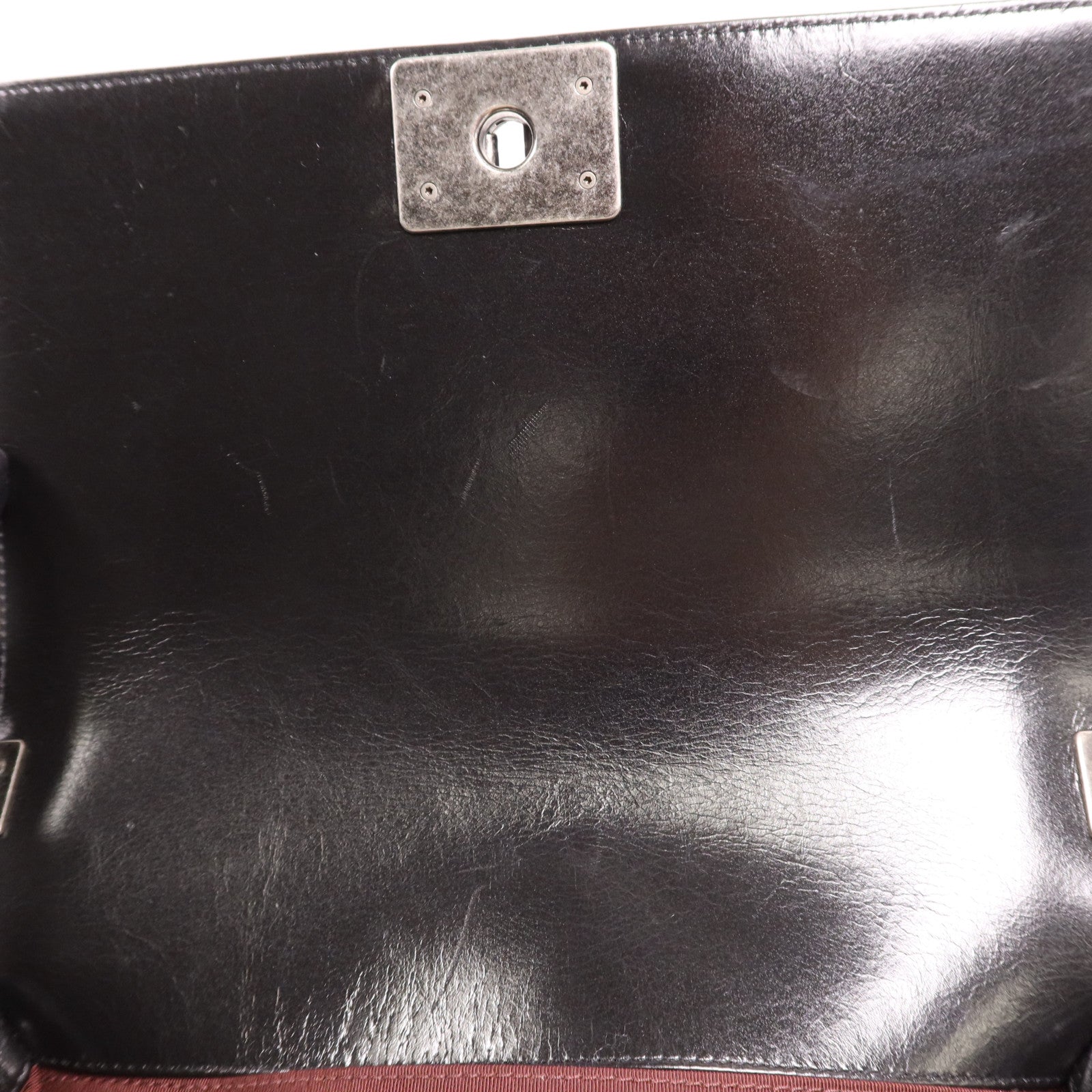 CHANEL 牛皮皮革Boy 25銀扣鏈帶肩背袋