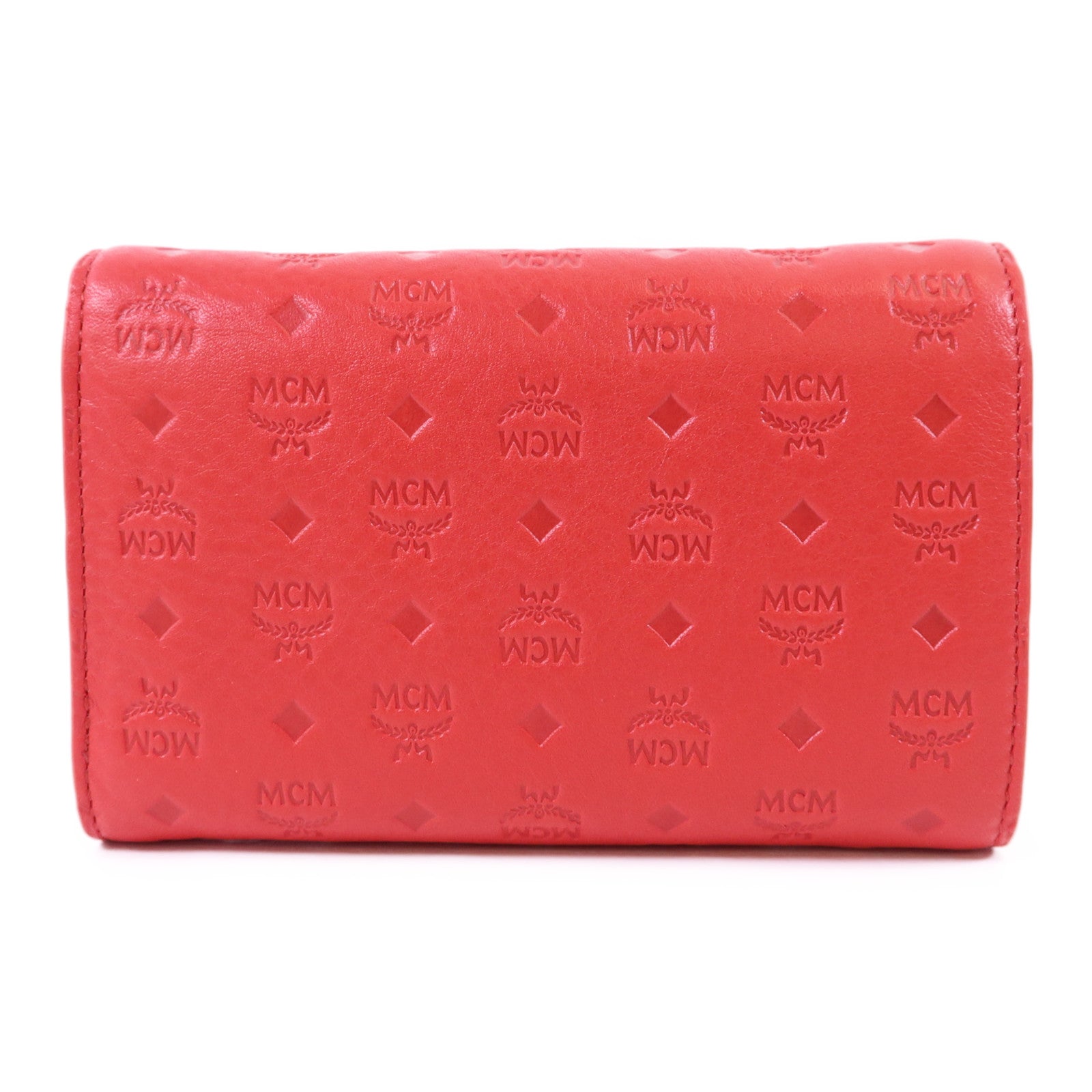 MCM 牛皮皮革Trifold Wallet金扣錢包