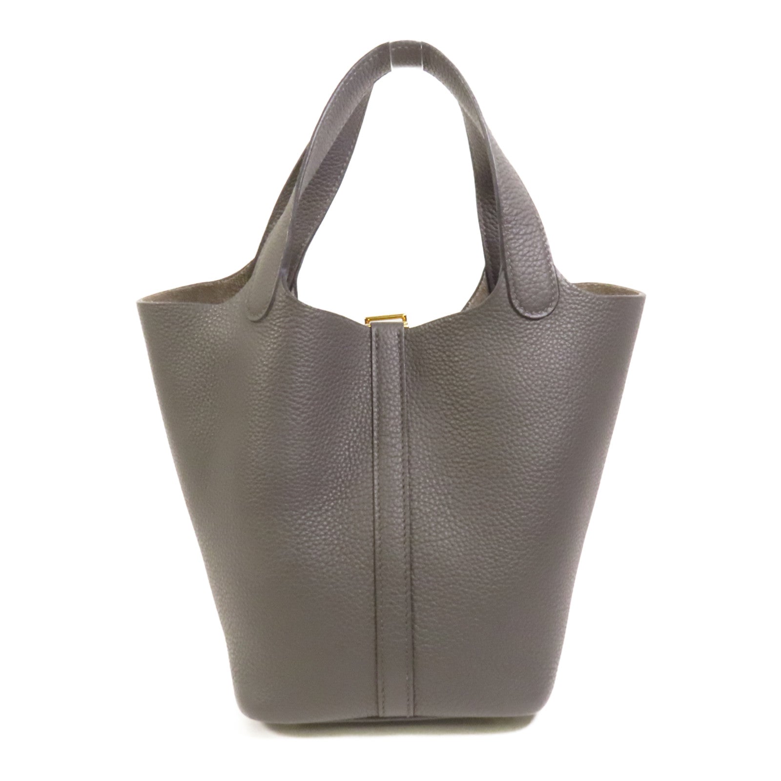 HERMES Clemence皮革Picotin PM金扣手挽袋Gris Meyer