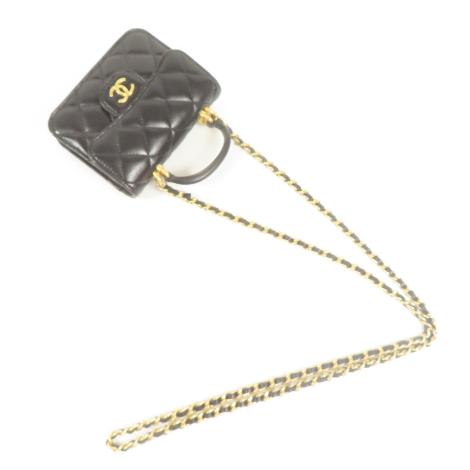 CHANEL 羊皮皮革Shoulder Bag金扣鏈帶手挽肩背兩用袋