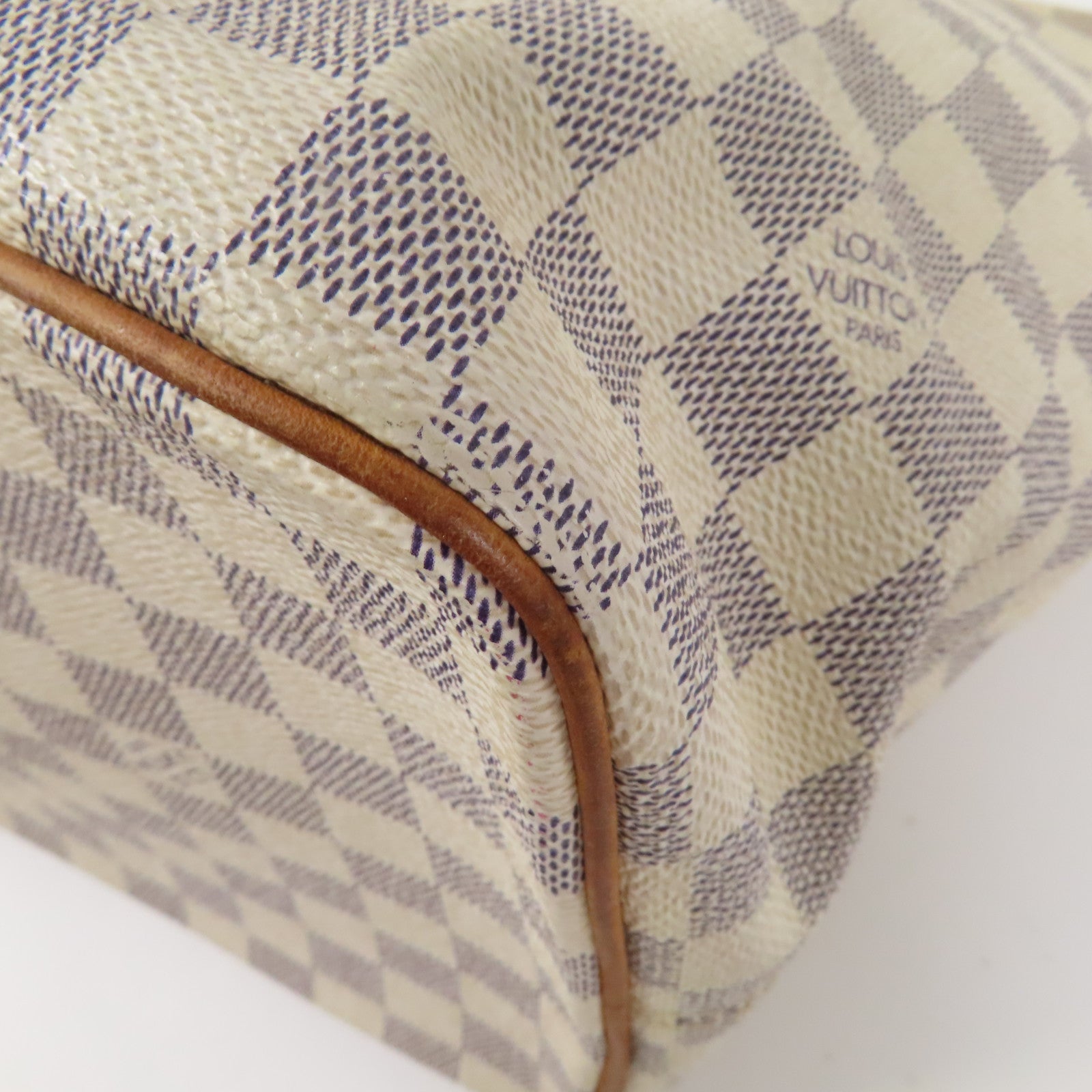 LOUIS VUITTON 【激減優惠】Damier Azur Saleya PM金扣手挽袋白色/藍色