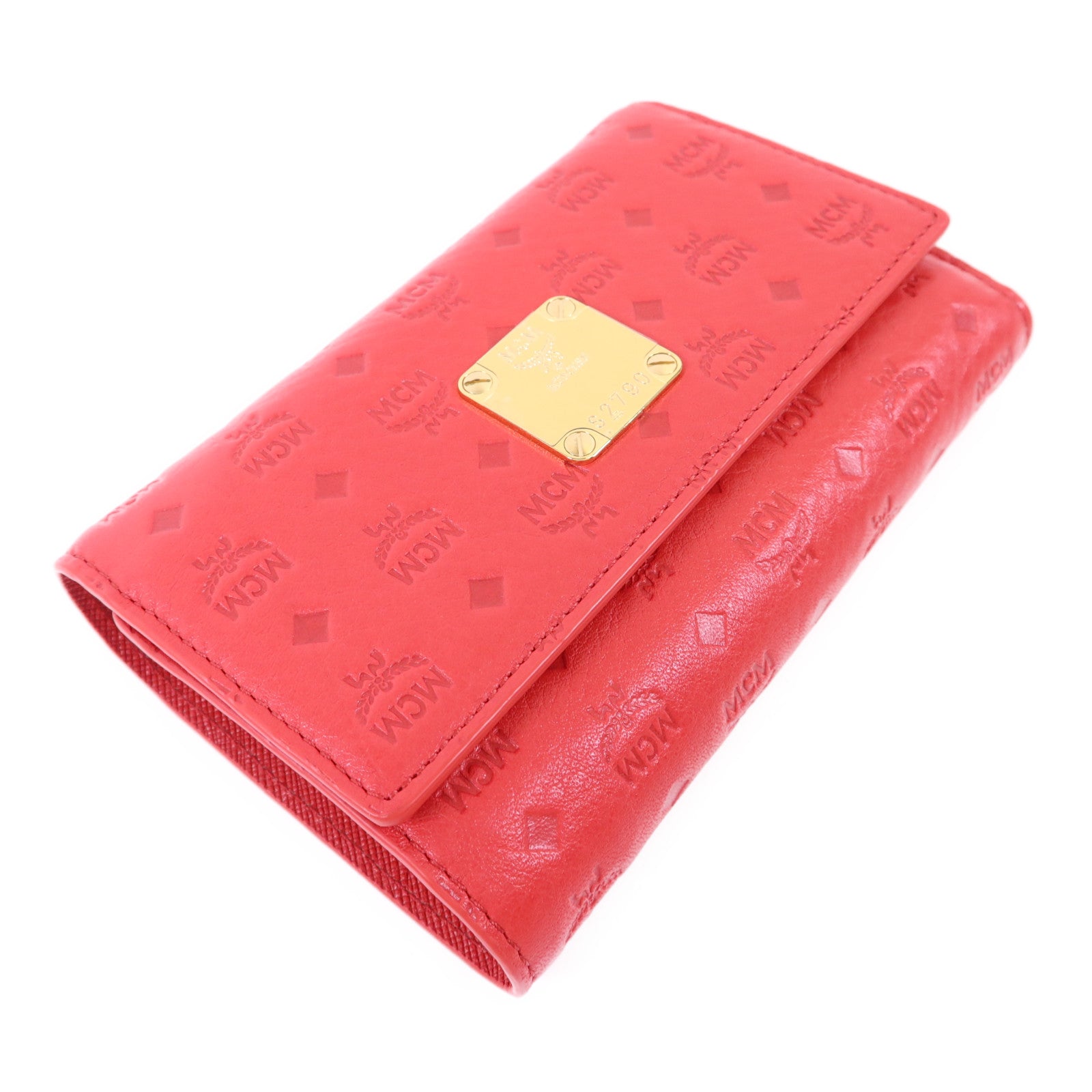 MCM 牛皮皮革Trifold Wallet金扣錢包
