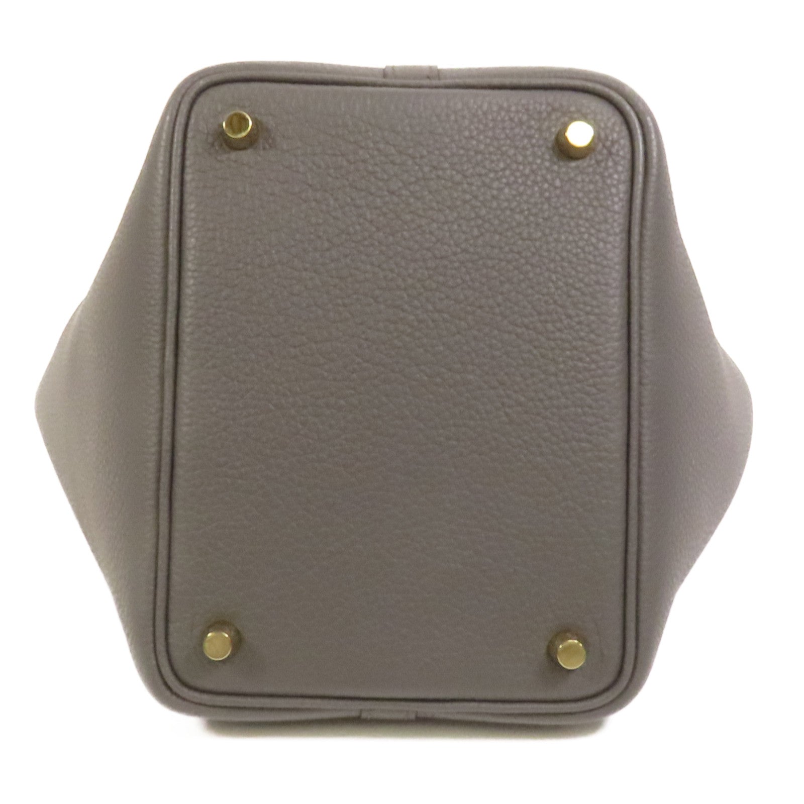 HERMES Clemence皮革Picotin PM金扣手挽袋Gris Meyer