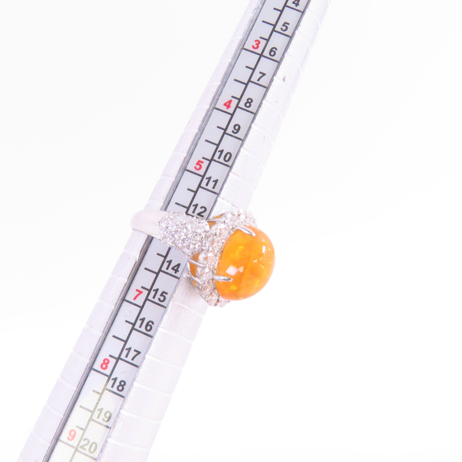 JEWELRY 【激減優惠】PT900鉑金/蛋白石/鑽石Opal Diamond Ring戒指US#5.75