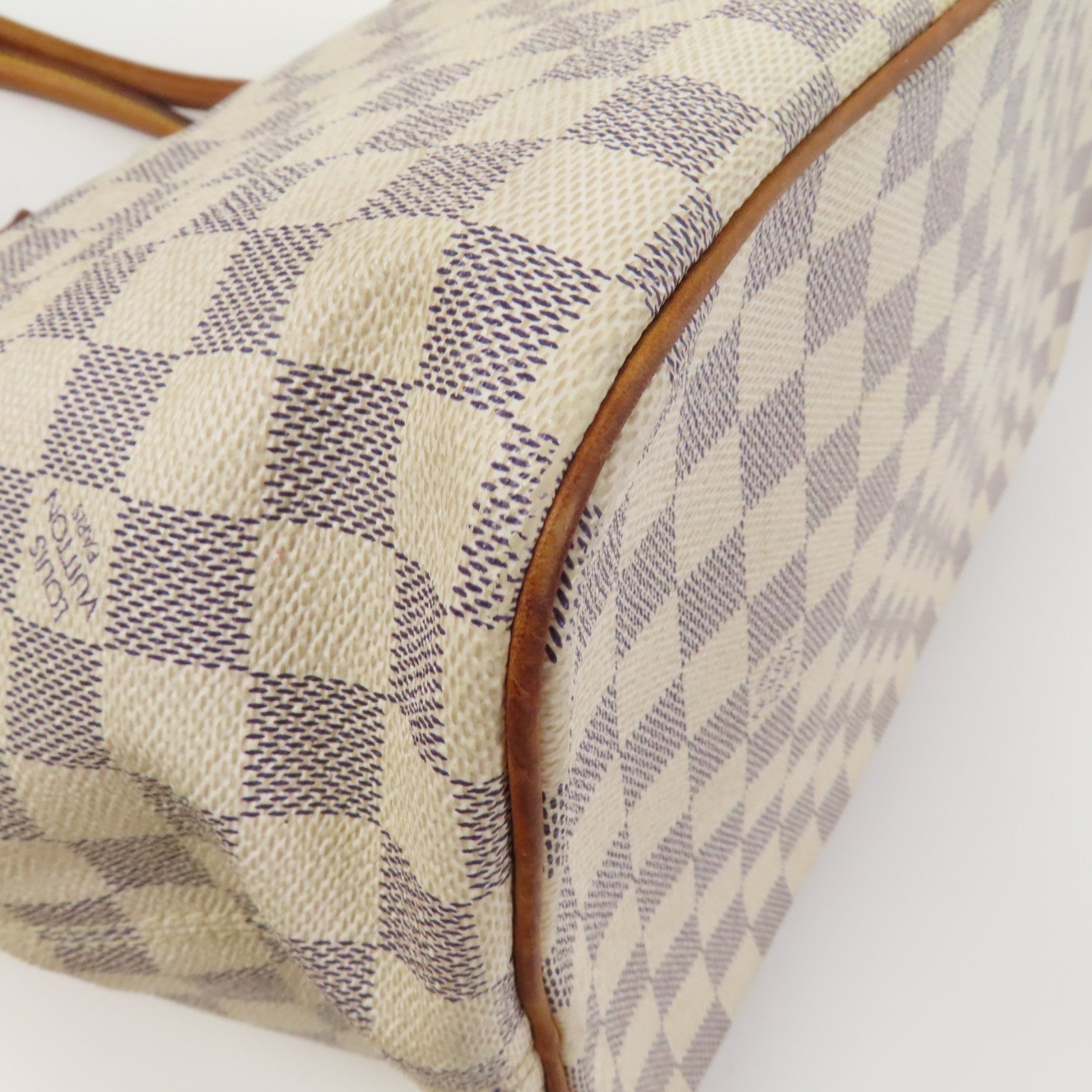 LOUIS VUITTON 【激減優惠】Damier Azur Saleya PM金扣手挽袋白色/藍色