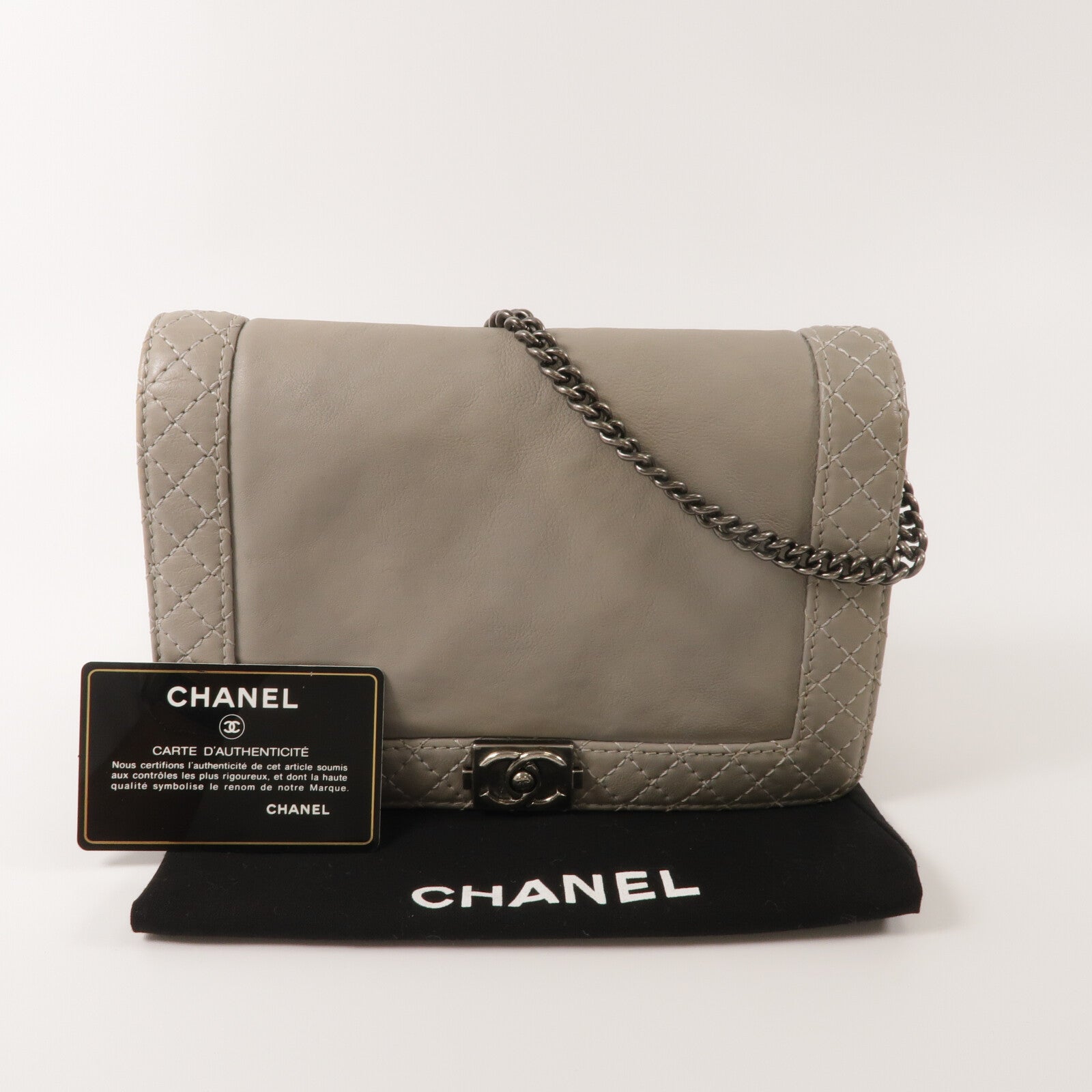 CHANEL 羊皮皮革Boy Woc鏈帶肩背袋