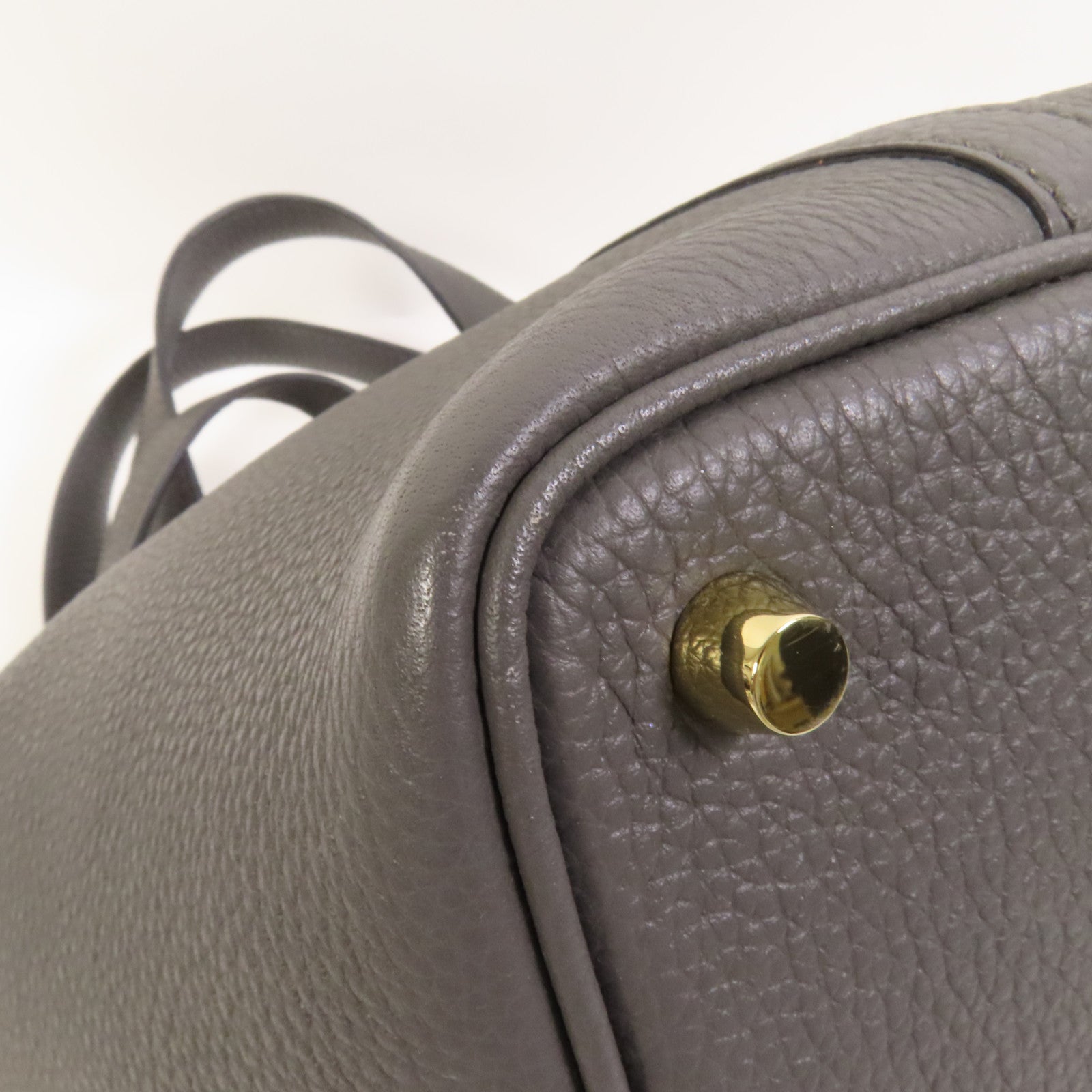 HERMES Clemence皮革Picotin PM金扣手挽袋Gris Meyer