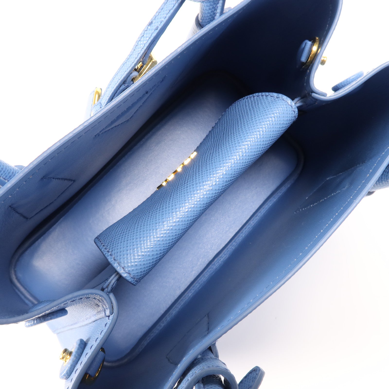 PRADA 牛皮皮革Double Saffiano金扣手挽肩背兩用袋