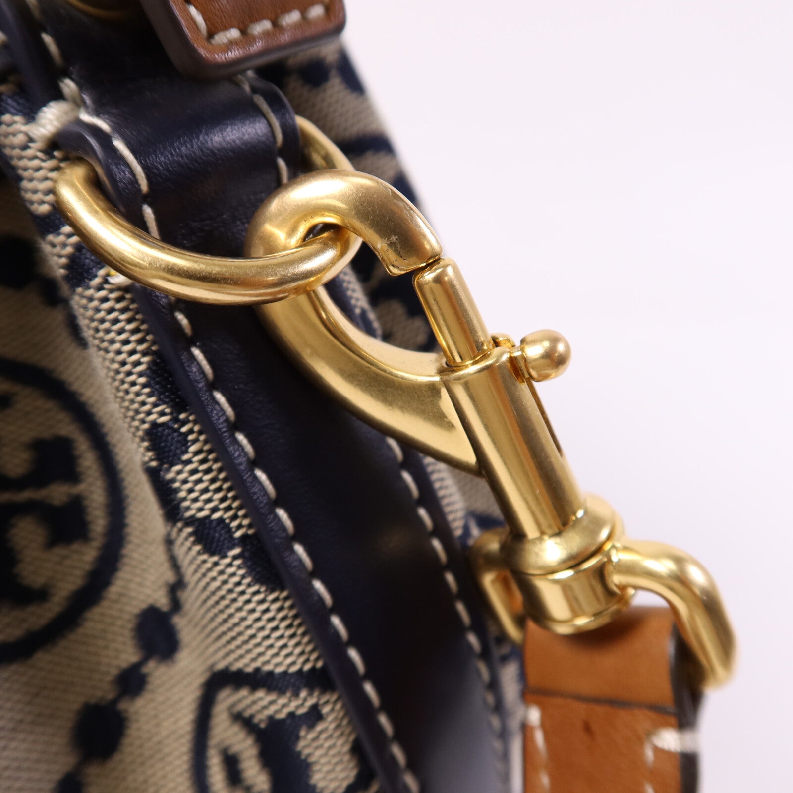 Tory Burch 帆布/皮革Bucket Bag金扣手挽肩背兩用袋