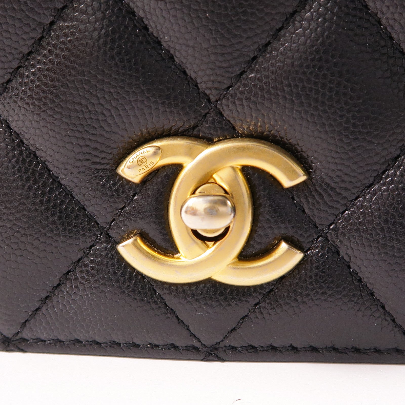 CHANEL 牛皮皮革Chain Shoulder金扣手挽肩背兩用袋
