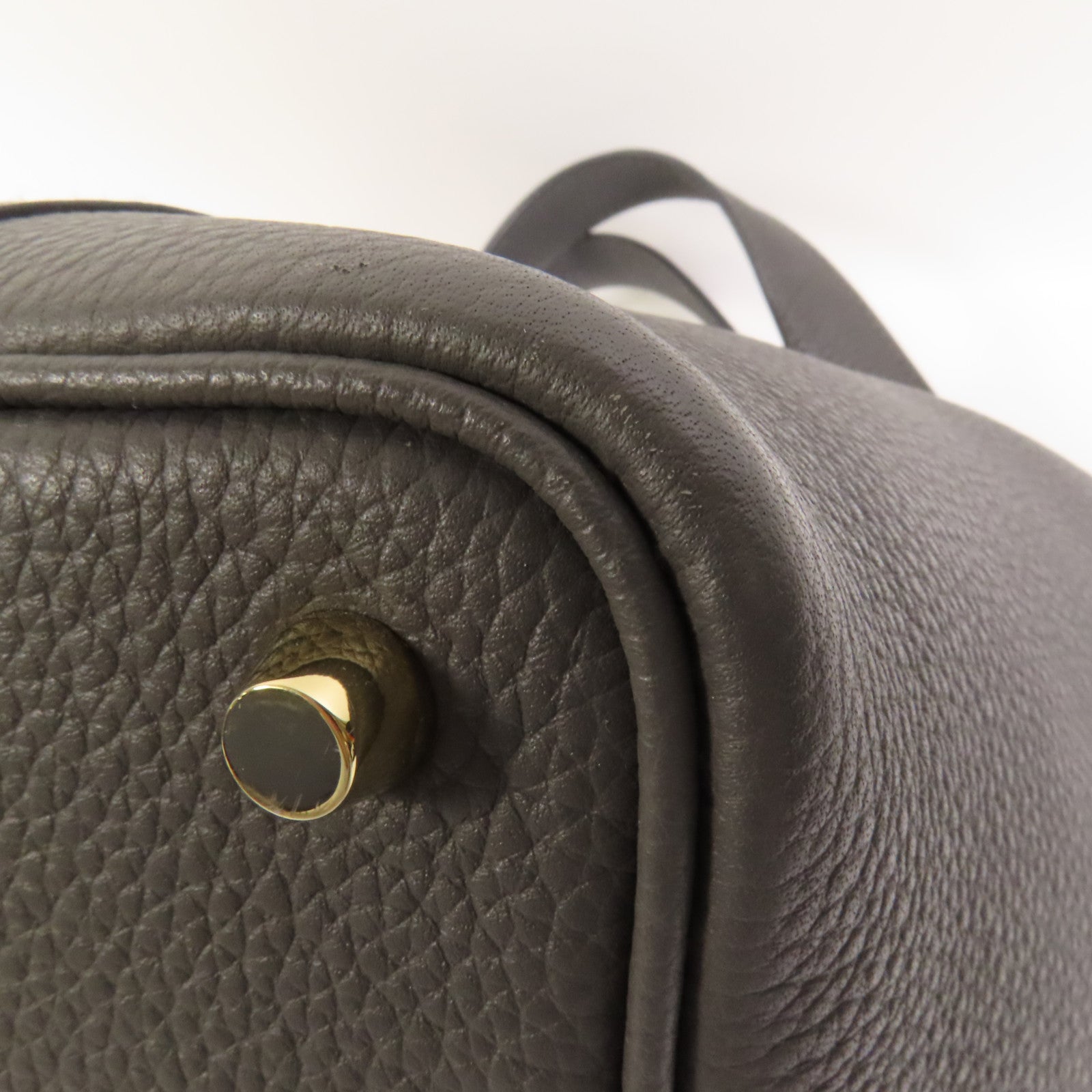 HERMES Clemence皮革Picotin PM金扣手挽袋Gris Meyer