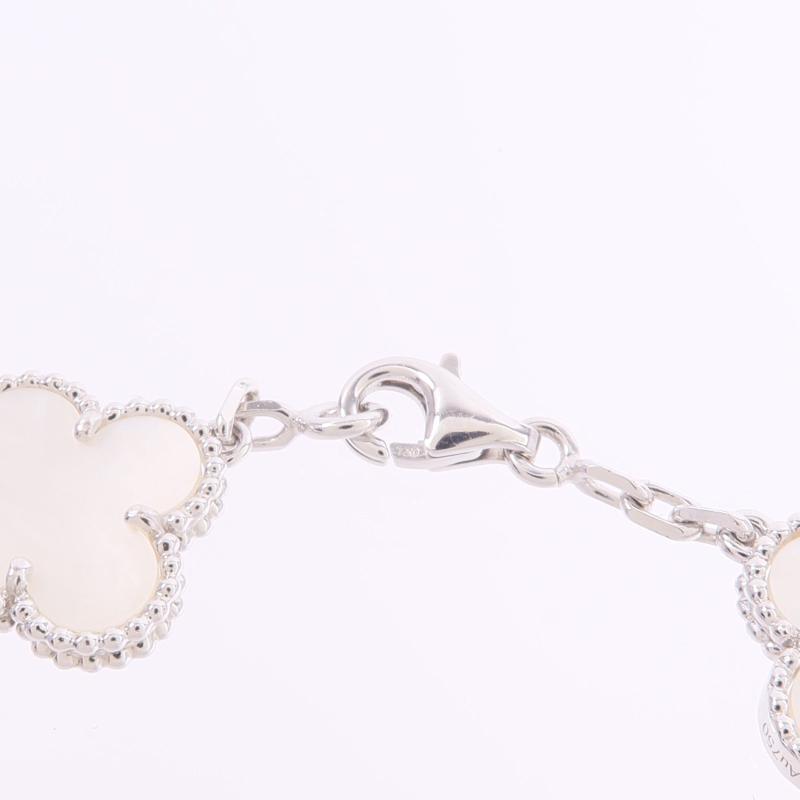Van Cleef & Arpels 18K白金Vintage Alhambra 5 Motifs珍珠母貝手鏈