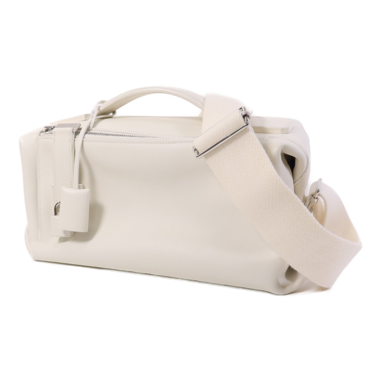 HERMES Evercolor皮革Emile 30銀扣肩背袋Blanc