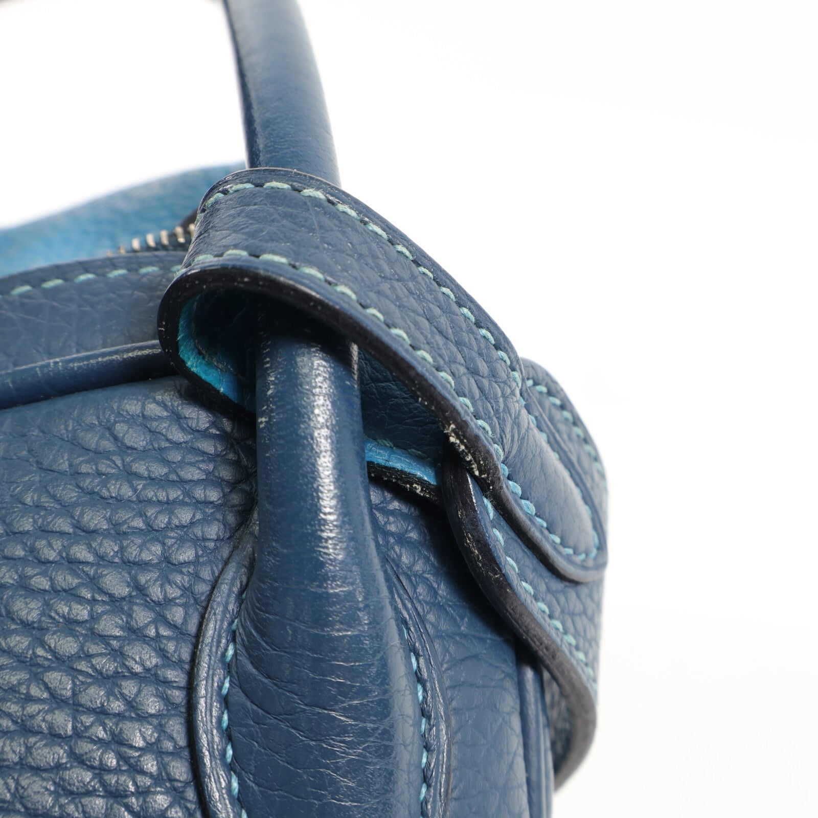 HERMES Clemence皮革Lindy 26銀扣手挽肩背兩用袋Bleu Colvert/Turquoise